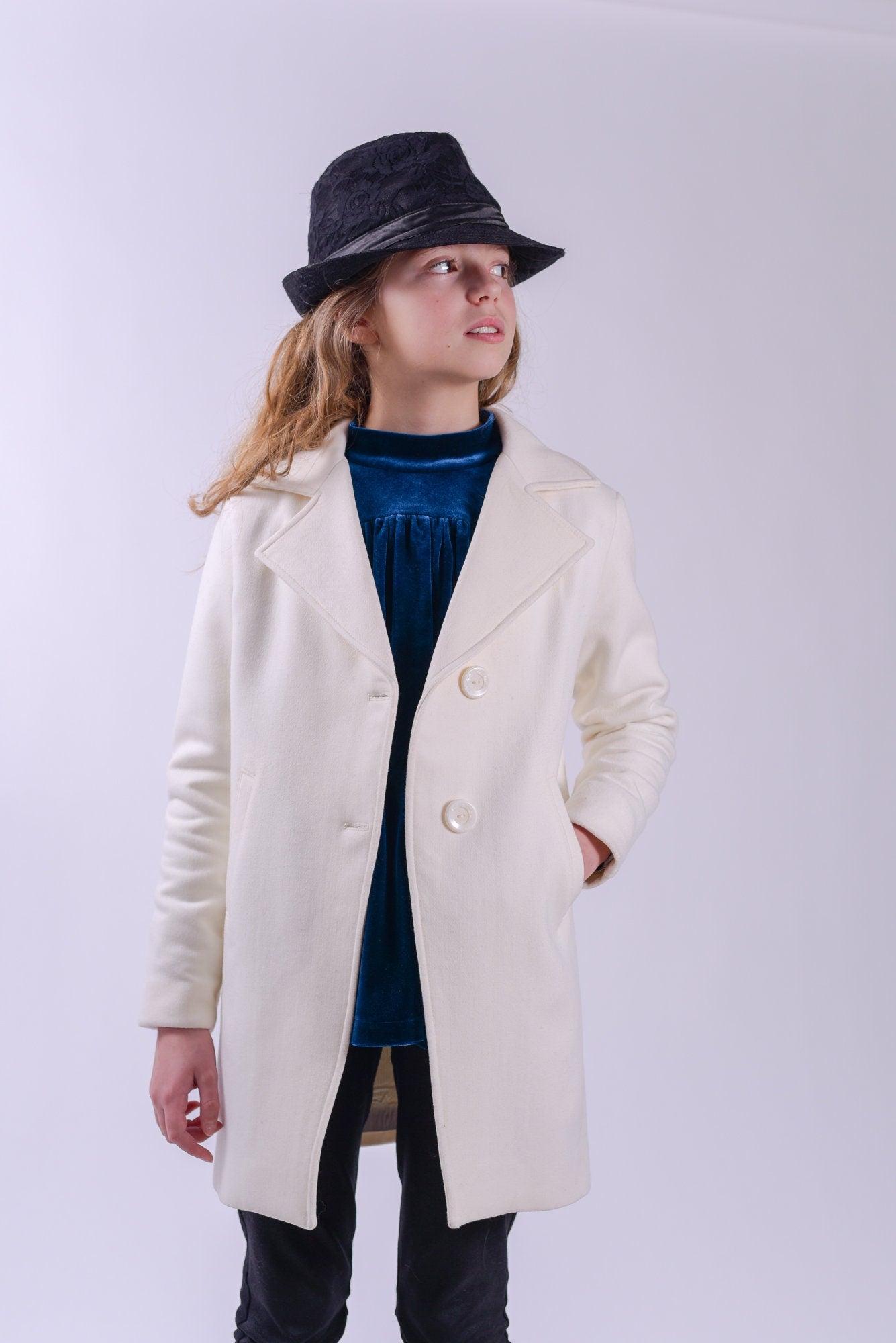 Winter wool coat for girls, White coat, Classic toddlers jacket Ivory wool blazer coat Trendy girls outfit, Stylish knee length coat kids