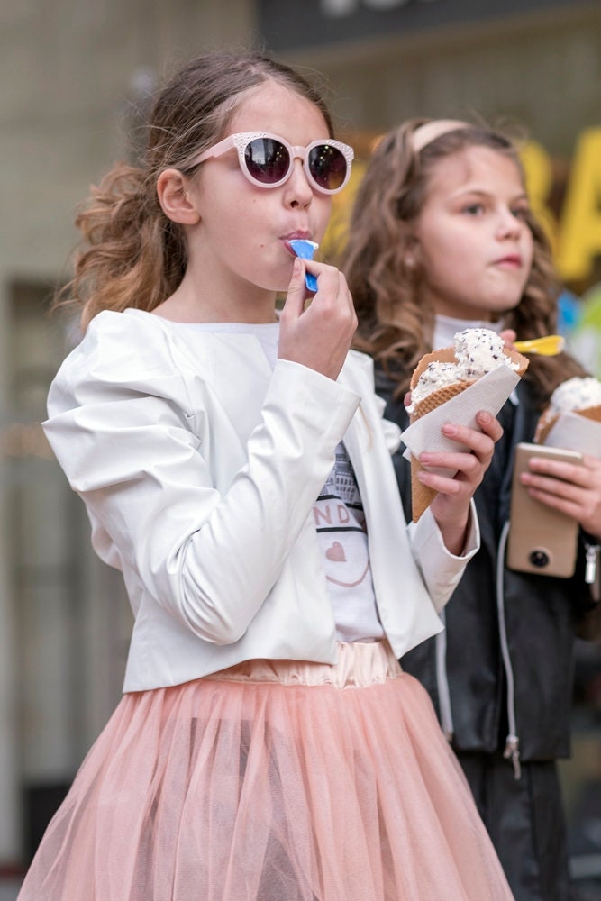 Girls extravagant leather jacket/Cropped white jacket/toddler leather short jacket/Slim fit jacket/Tailored jacket/Trendy outfit