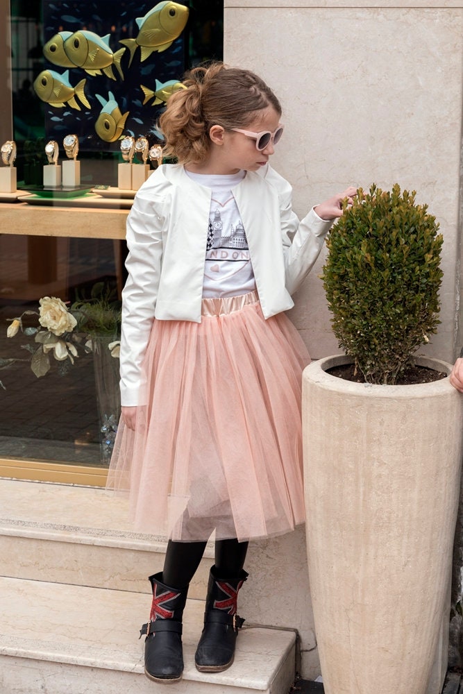 Girls extravagant leather jacket/Cropped white jacket/toddler leather short jacket/Slim fit jacket/Tailored jacket/Trendy outfit