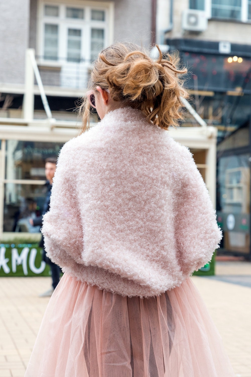 Cropped fuzzy bolero jacket/ Toddler girls shrug sweater/ Bolero shrug cardigan/ Kimono jacket/ Wool shrug kimono sleeve