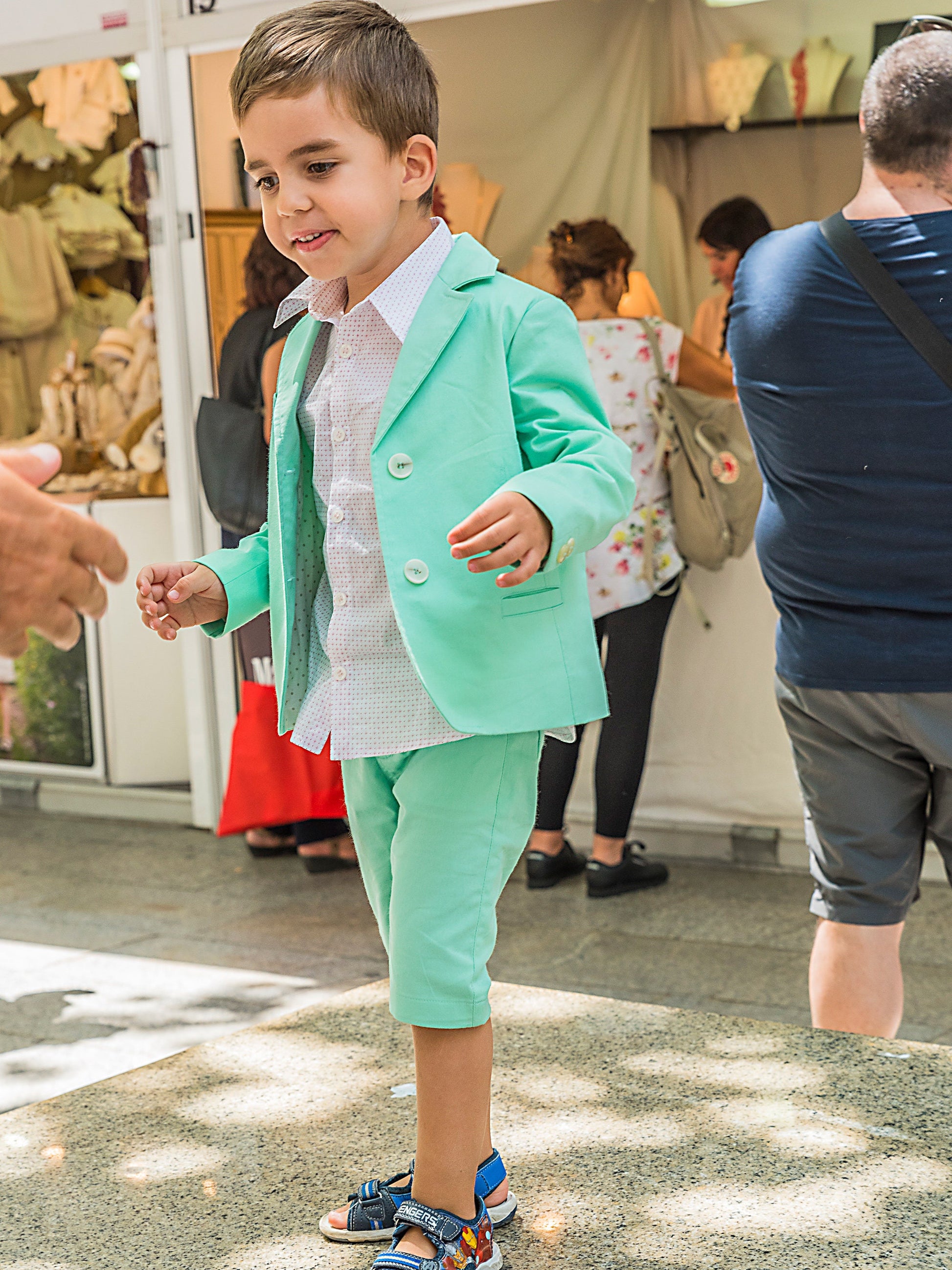 Boys summer outfit kids cotton suit/ Toddler boy summer clothes/ Cute summer tailored suit/ Stylish beach wedding suit/ Kids summer wear