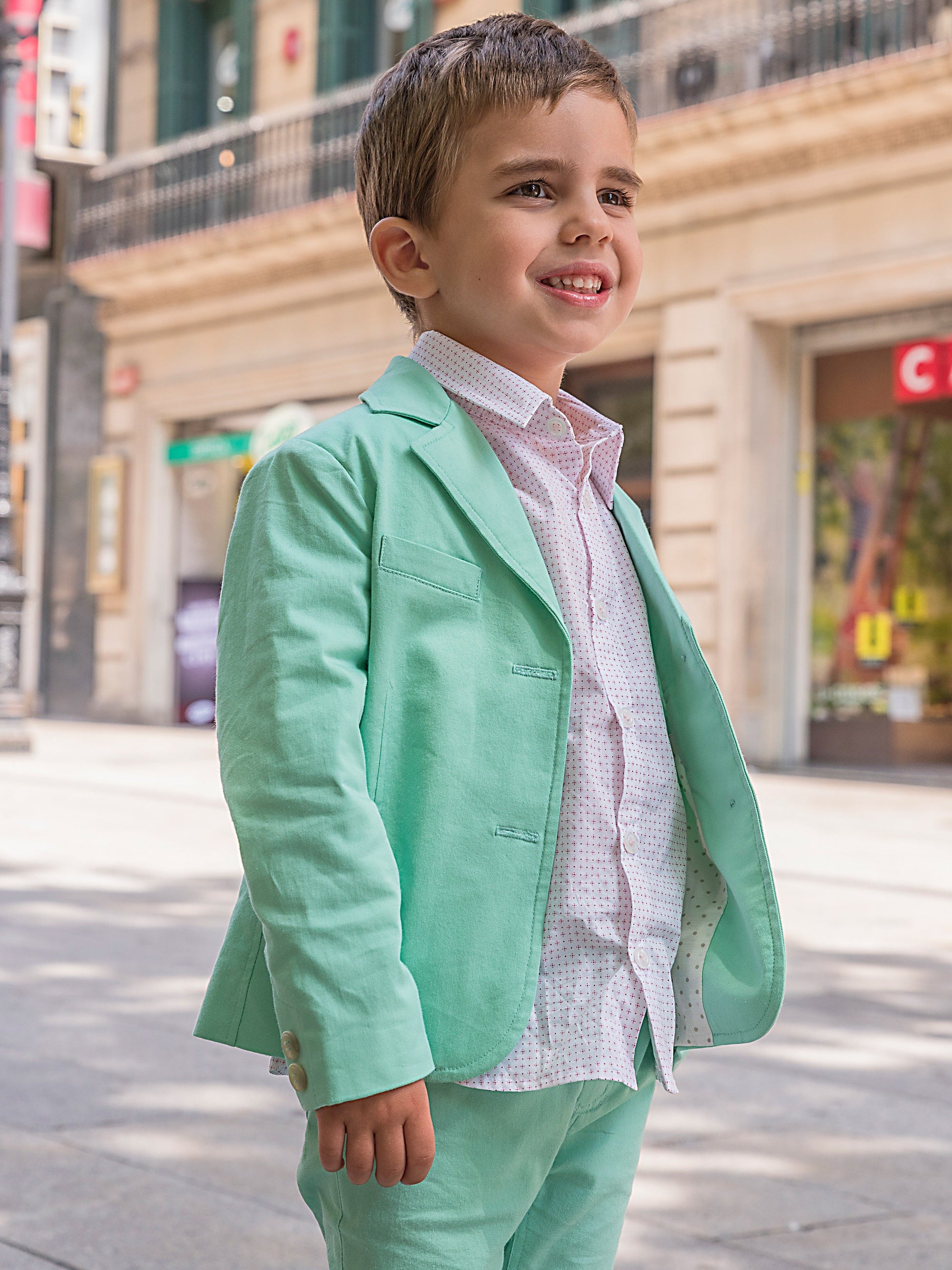 Boys summer outfit kids cotton suit/ Toddler boy summer clothes/ Cute summer tailored suit/ Stylish beach wedding suit/ Kids summer wear