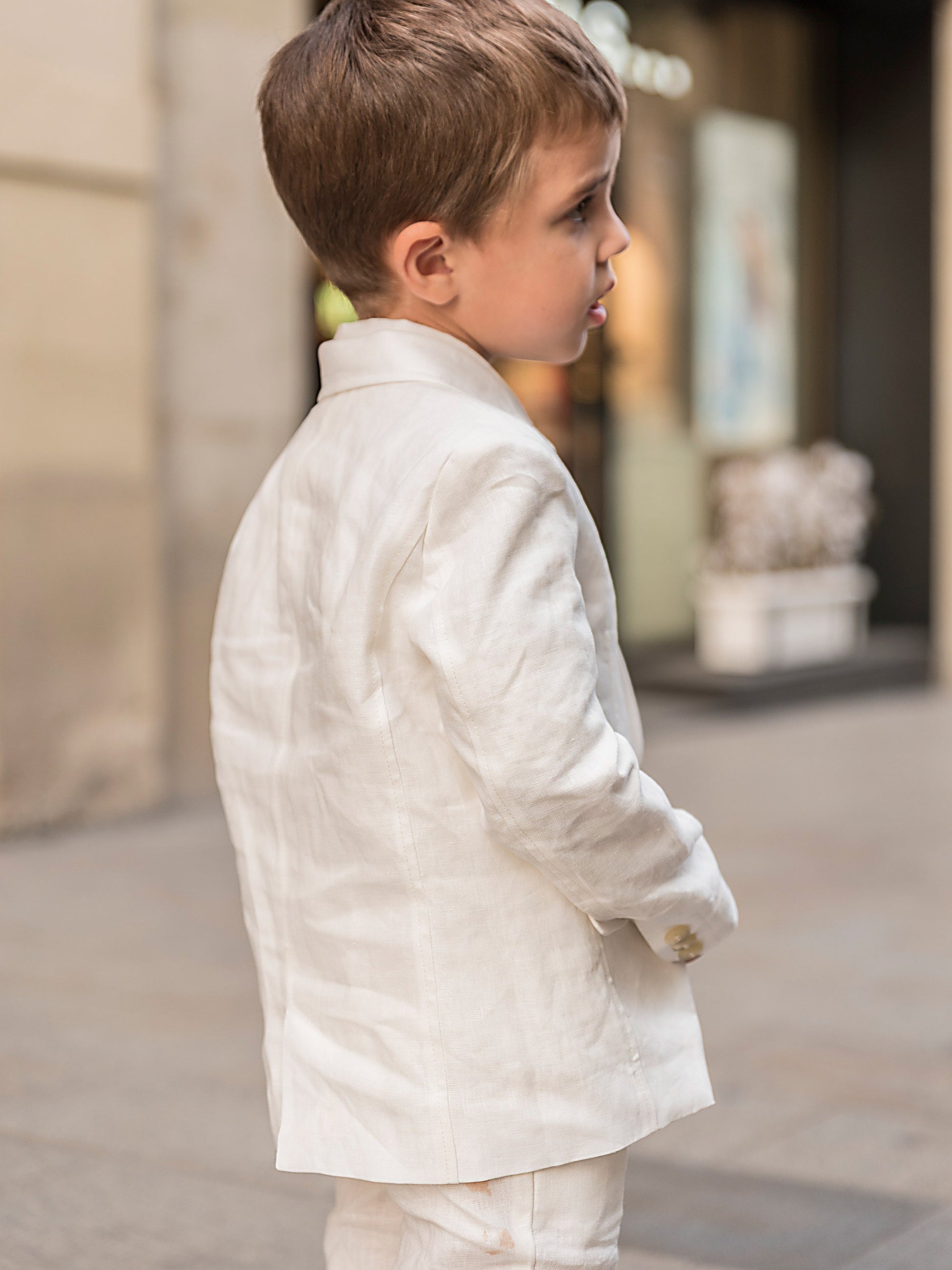 Boys linen suit summer formal wear kids linen outfit/ Communion toddler boy linen suit set/ Kid boy wedding tuxedo outfits linen dress suits