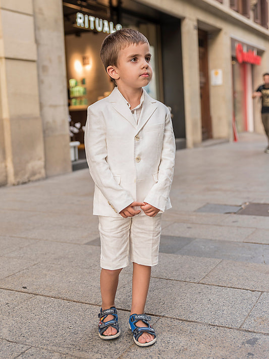Boys linen suit summer formal wear kids linen outfit/ Communion toddler boy linen suit set/ Kid boy wedding tuxedo outfits linen dress suits