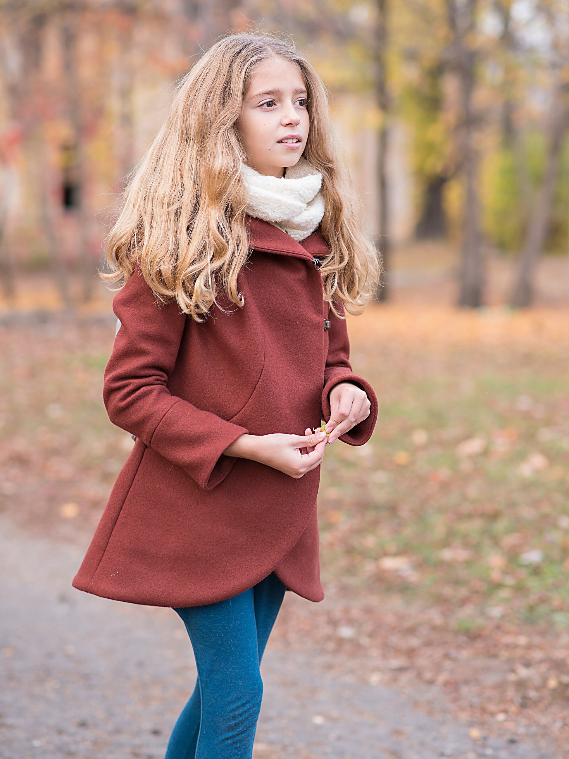 Girls winter coat/ Kids trench coat/ Toddler girl hooded wool coat/ Little girls fashion coat/ Pendleton coat/ Swing coat Boutique wool coat