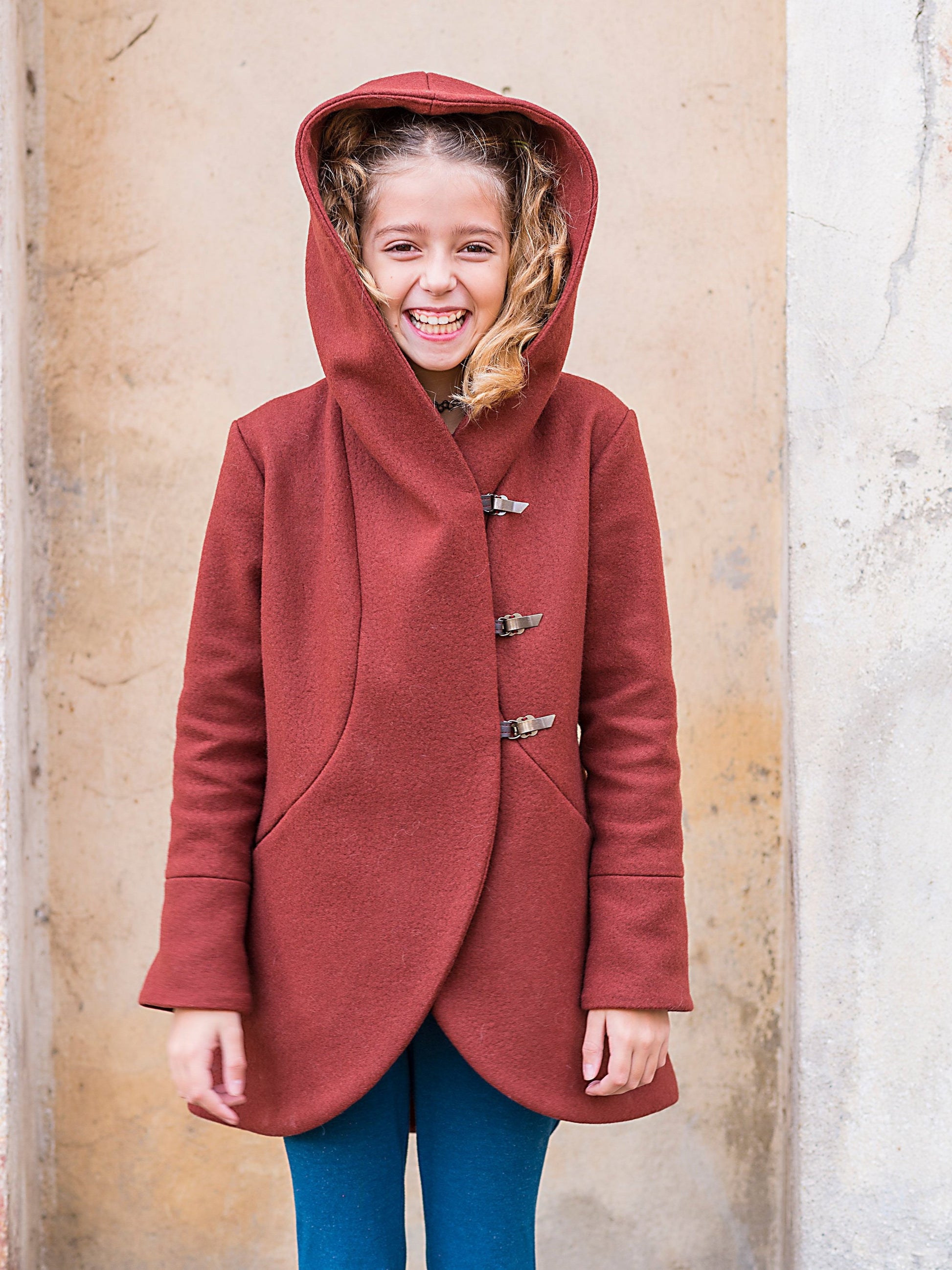 Girls winter coat/ Kids trench coat/ Toddler girl hooded wool coat/ Little girls fashion coat/ Pendleton coat/ Swing coat Boutique wool coat