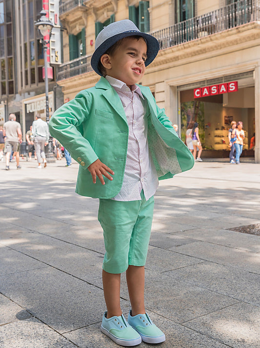 Boys summer outfit kids cotton suit/ Toddler boy summer clothes/ Cute summer tailored suit/ Stylish beach wedding suit/ Kids summer wear