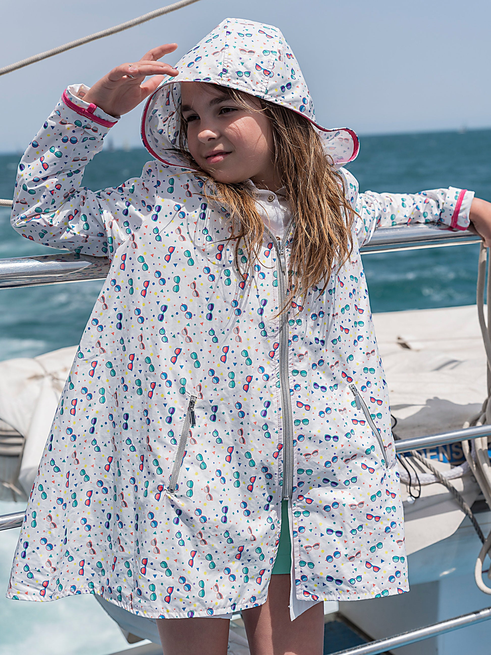Girl lightweight windbreaker jacket with hood/ Lightweight long rain coat kids windbreaker hoodie colorful toddler girl rain proof jacket