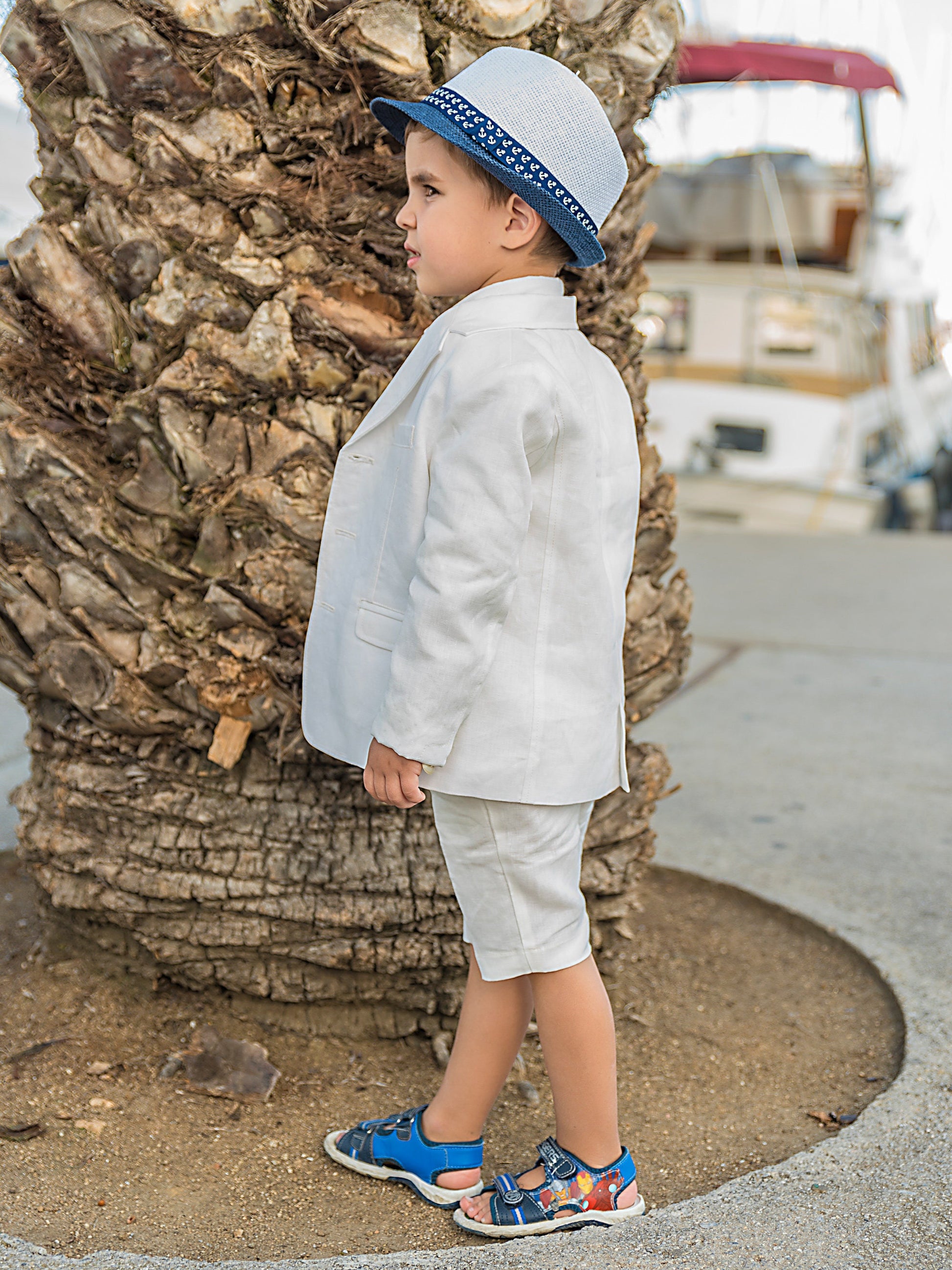 Boys linen suit summer formal wear kids linen outfit/ Communion toddler boy linen suit set/ Kid boy wedding tuxedo outfits linen dress suits