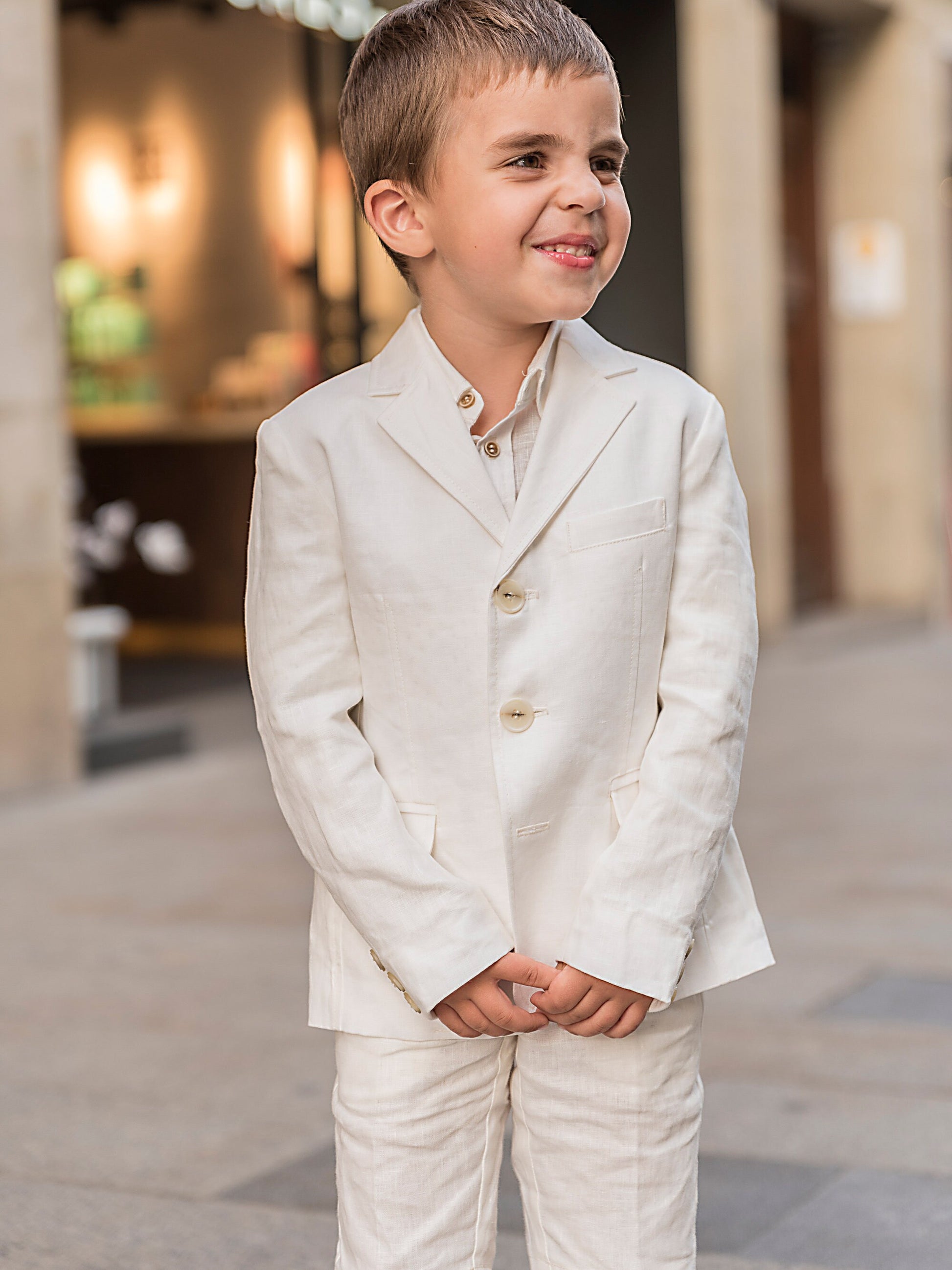 Boys linen suit summer formal wear kids linen outfit/ Communion toddler boy linen suit set/ Kid boy wedding tuxedo outfits linen dress suits