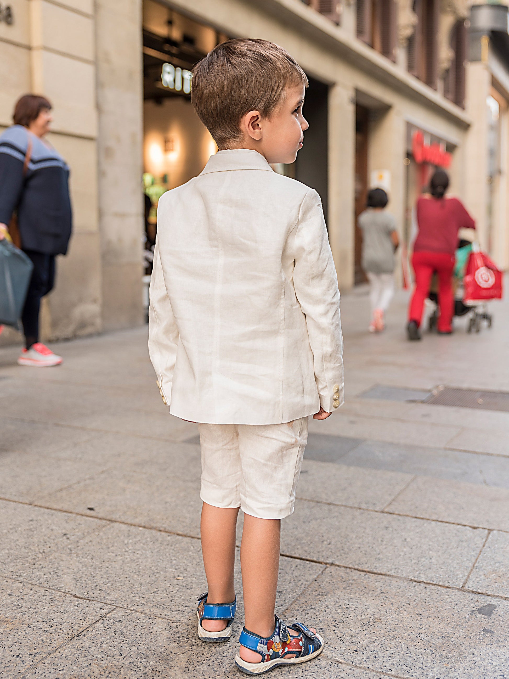 Boys linen suit summer formal wear kids linen outfit/ Communion toddler boy linen suit set/ Kid boy wedding tuxedo outfits linen dress suits