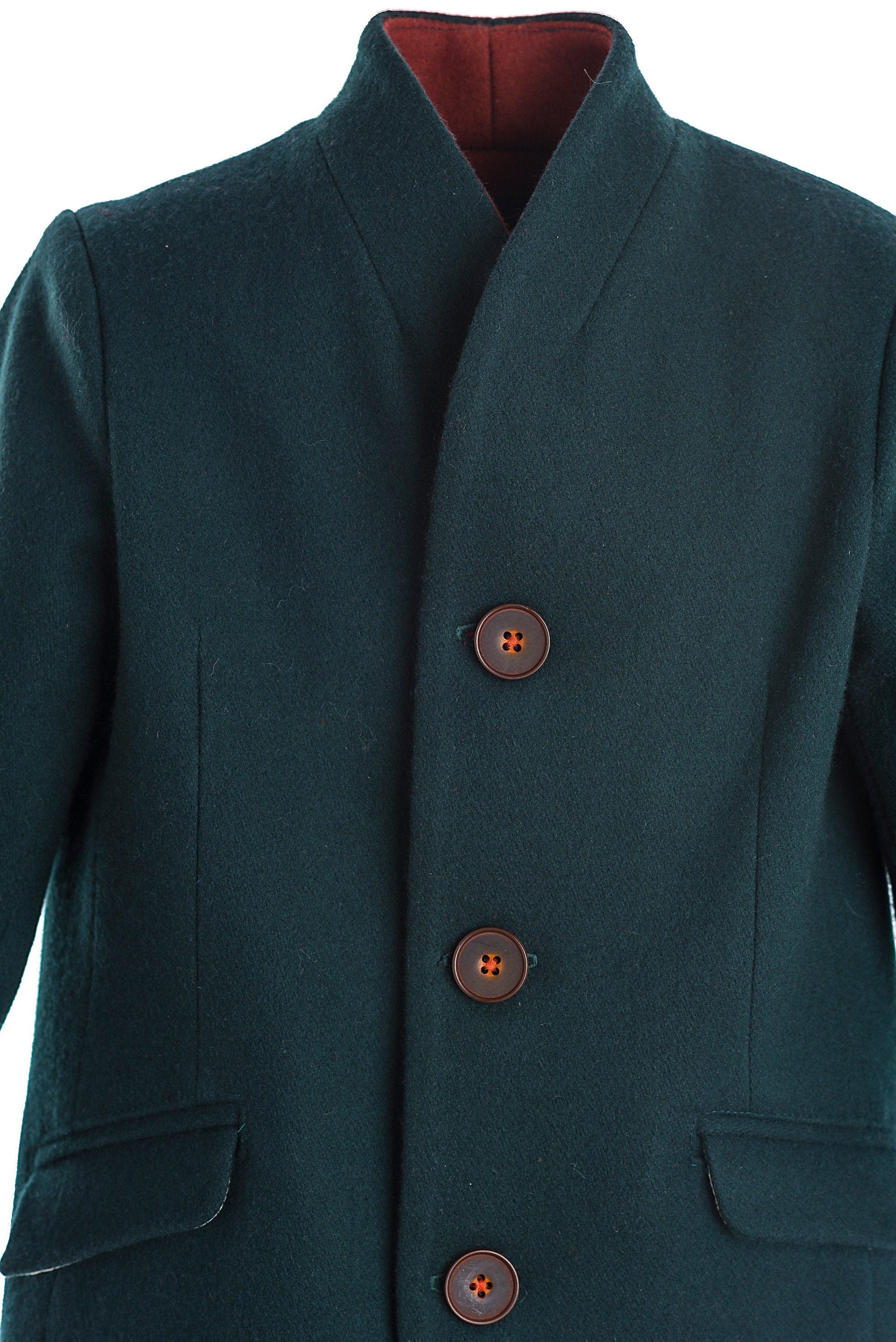 Boys Stand Collar Slim Wool Coat/Herno Stand Up Collar Kids Down Coat/ Warm Single Breasted Woolen Toddler Overcoat/ Boy Wool Winter Clothes