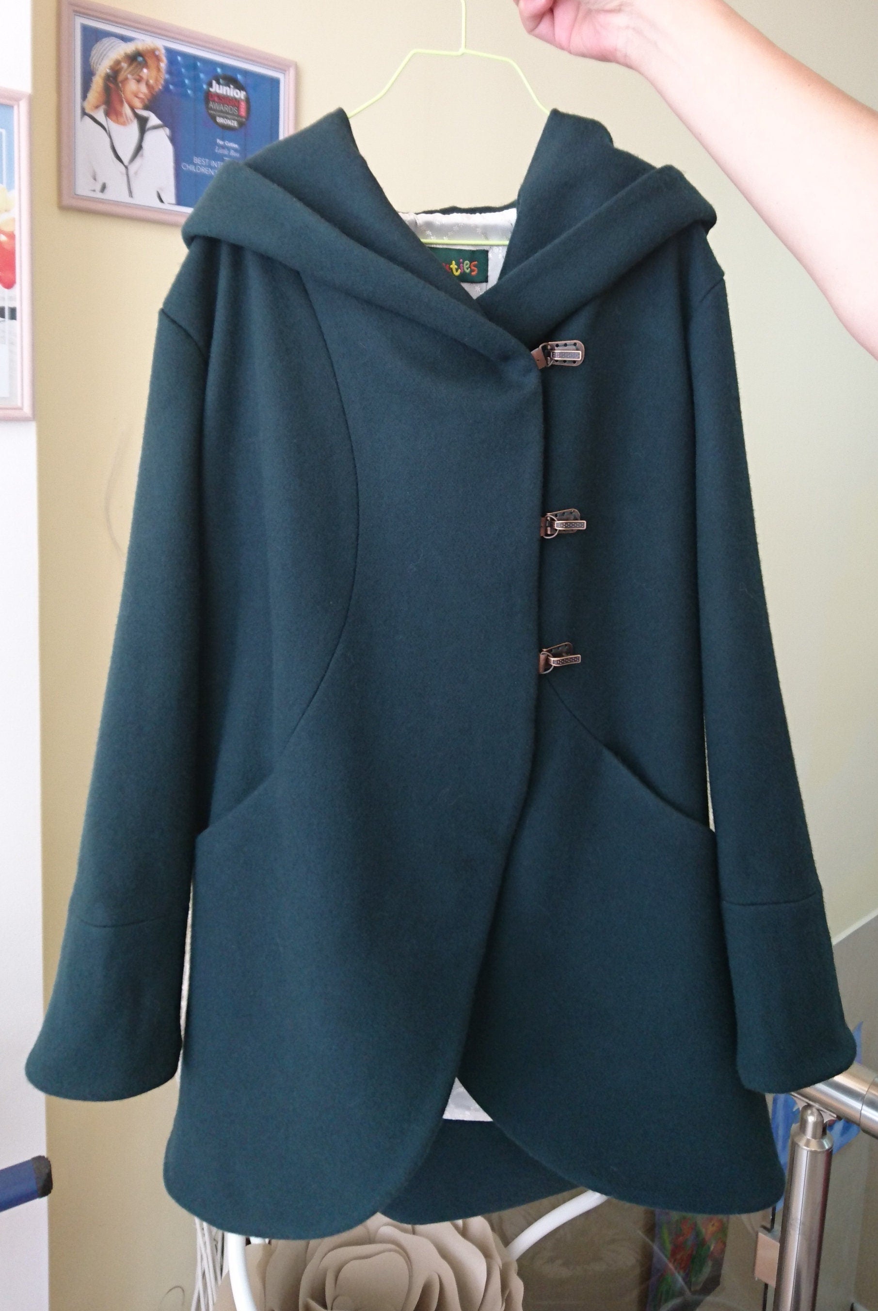Girls winter coat/ Kids trench coat/ Toddler girl hooded wool coat/ Little girls fashion coat/ Pendleton coat/ Swing coat Boutique wool coat