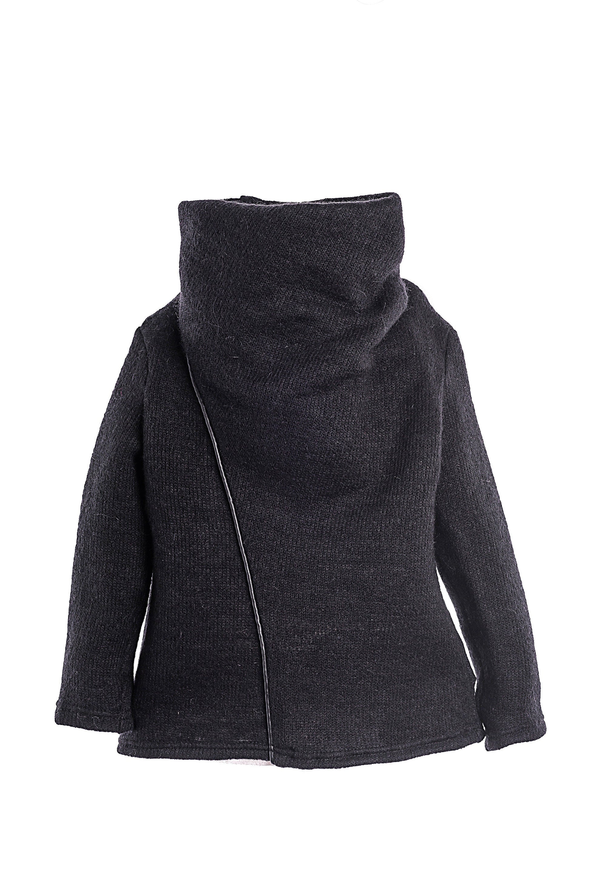 Woolen Sweater With High Collar for Boys Black Wool Turtleneck Top Slouchy Pullover Sweaters/ Toddler Boy Winter Mohair Cowl Neck Sweater