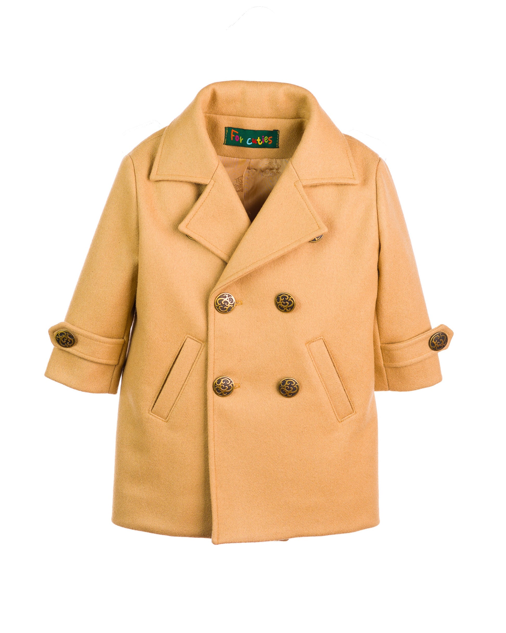 Double breasted down coat toddler, Long wool peacoat for boys, Kids warm winter vintage coat , Long classic coat, Junior long pea coat
