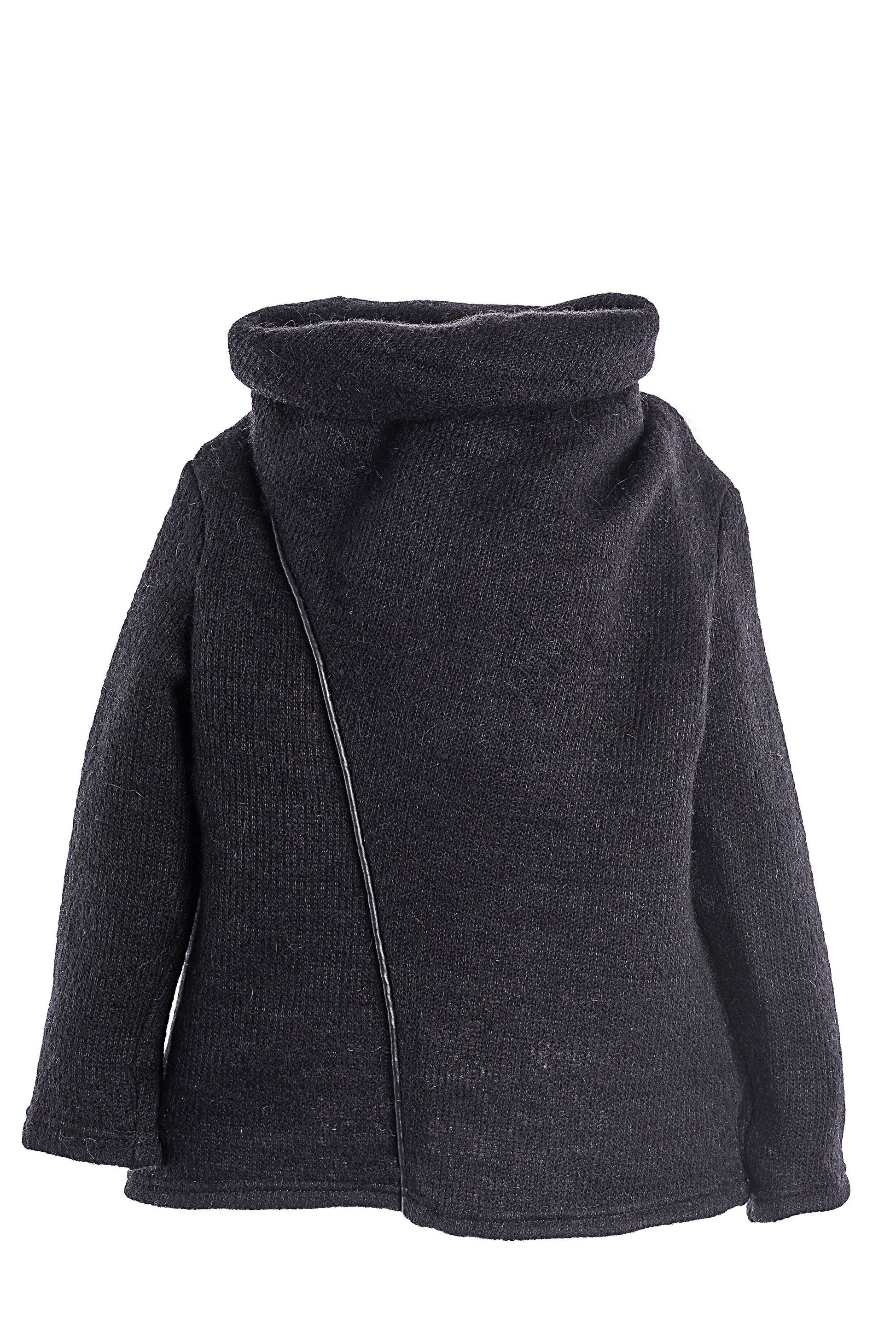 Woolen Sweater With High Collar for Boys Black Wool Turtleneck Top Slouchy Pullover Sweaters/ Toddler Boy Winter Mohair Cowl Neck Sweater