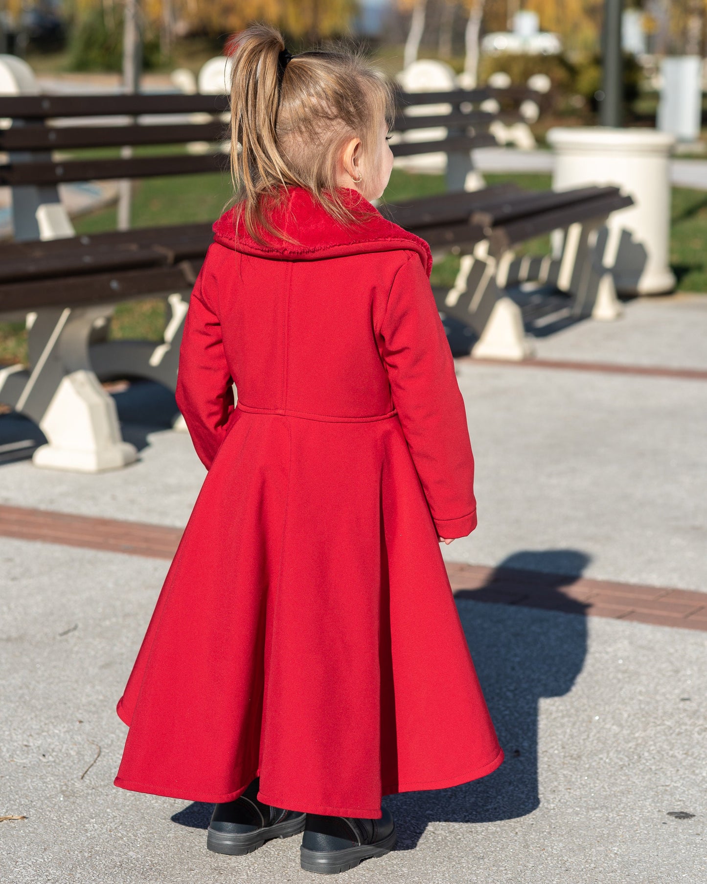 Girls coat, Red long winter coat, Girls soft shell coat jacket, Long fleece coat, Red coat jacket toddlers, Winter softshell toddler coat