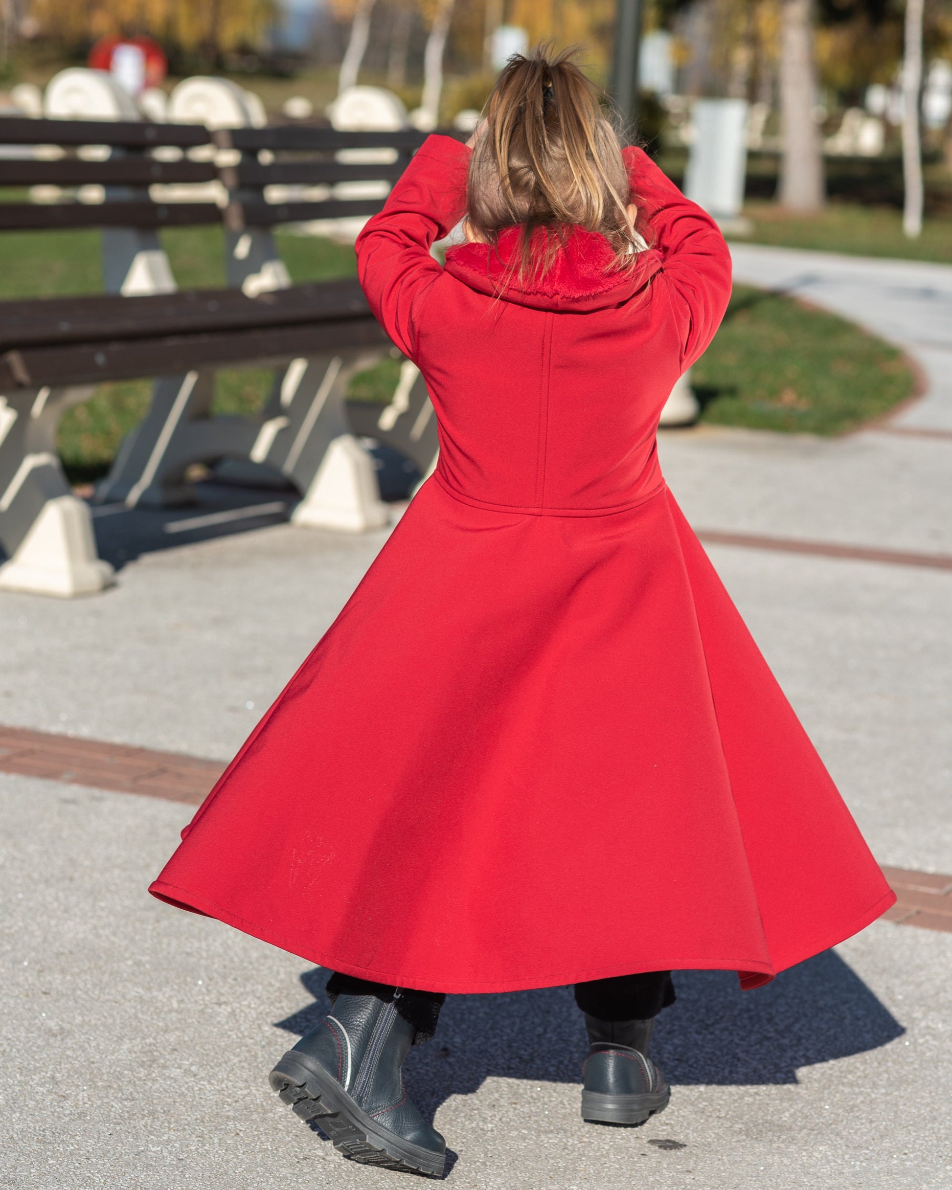 Girls coat, Red long winter coat, Girls soft shell coat jacket, Long fleece coat, Red coat jacket toddlers, Winter softshell toddler coat