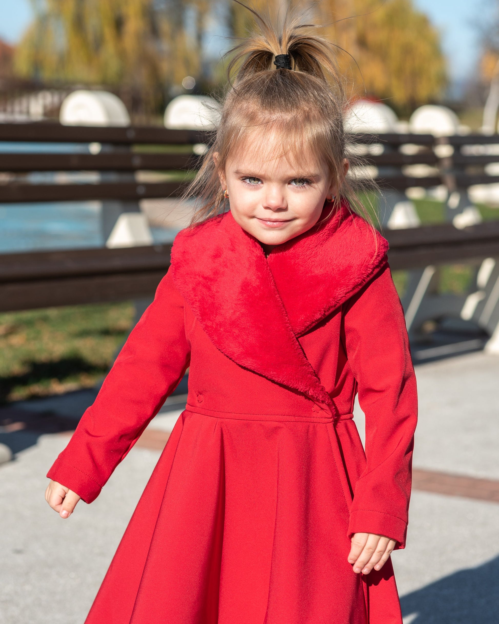 Girls coat, Red long winter coat, Girls soft shell coat jacket, Long fleece coat, Red coat jacket toddlers, Winter softshell toddler coat