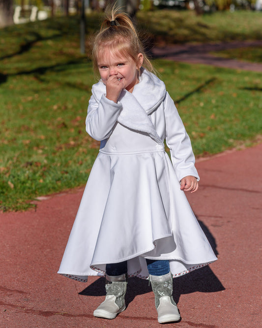 Girls coat, White long winter coat, Girls communion coat jacket, Long soft fleece coat, Wedding coat jacket toddlers, Toddler coat