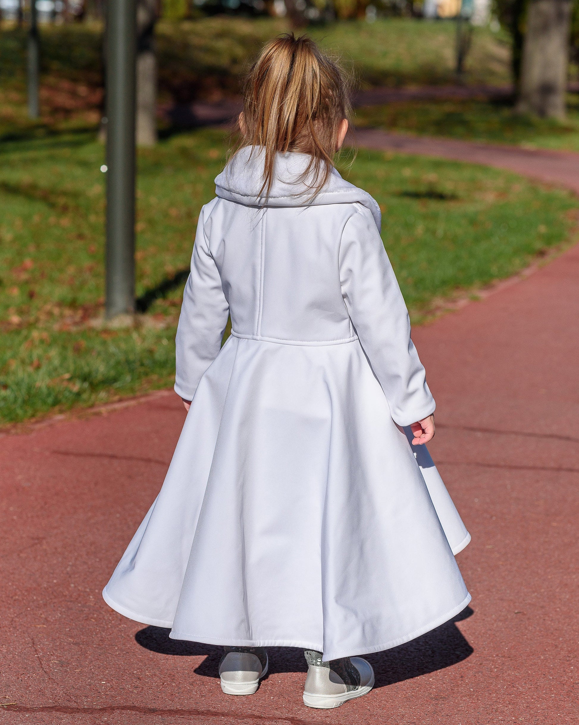 Girls coat, White long winter coat, Girls communion coat jacket, Long soft fleece coat, Wedding coat jacket toddlers, Toddler coat