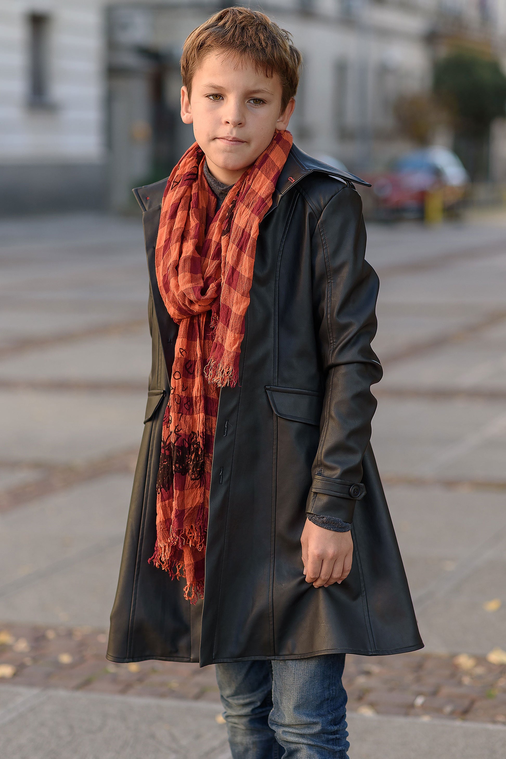 Long leather coat for boy Leather outfit/ Toddler faux leather Overcoat/ Kids trench coat/ Gothic clothing Leather Coat Long Trench Jacket
