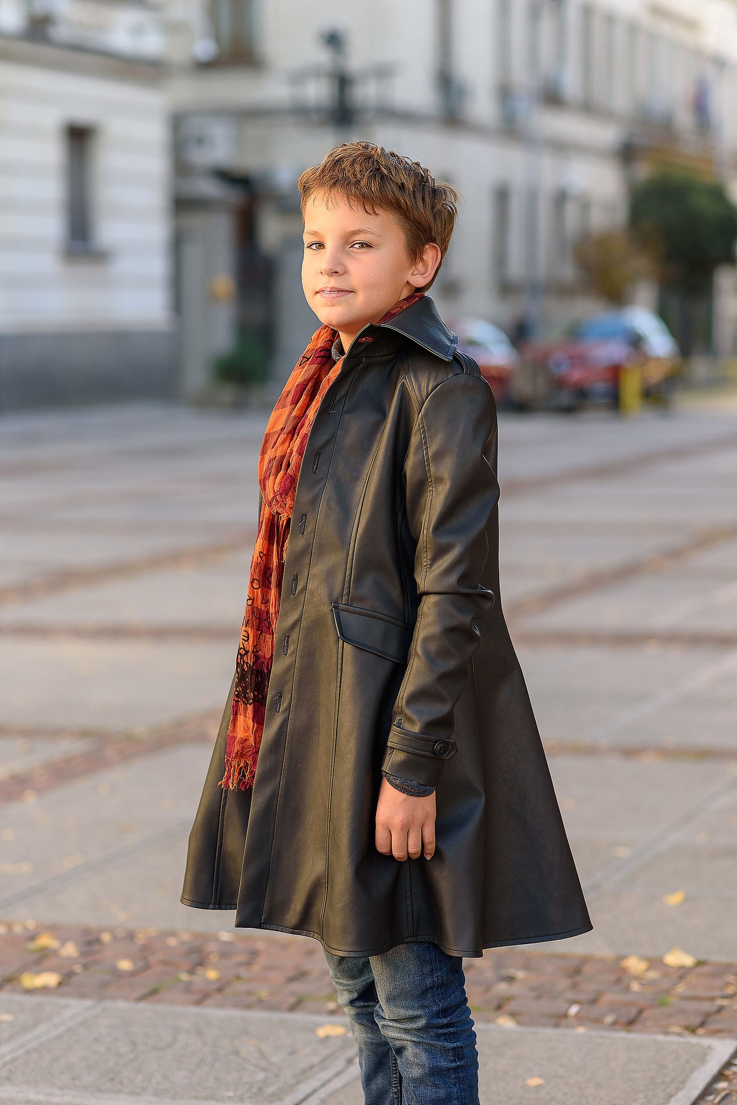 Long leather coat for boy Leather outfit/ Toddler faux leather Overcoat/ Kids trench coat/ Gothic clothing Leather Coat Long Trench Jacket