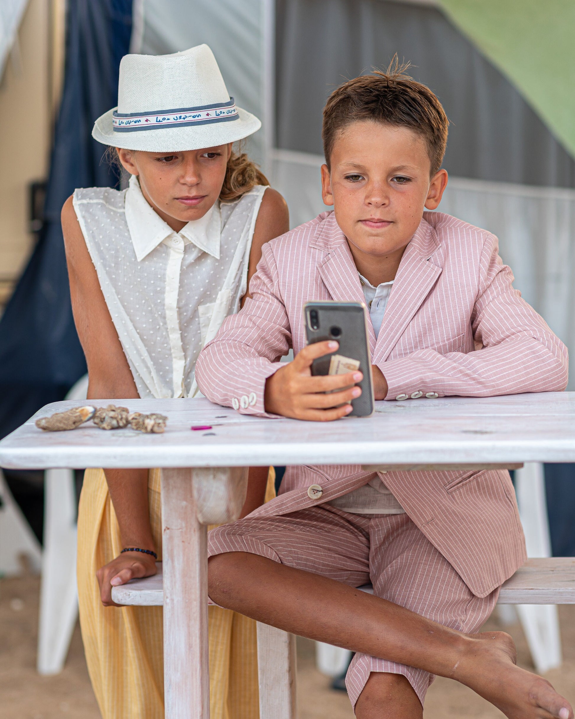 Boys linen outfit/ Toddler boy linen suit/ Kids beach wedding outfit/ Page boy striped rustic suit/ Ring bearer summer clothes outfit