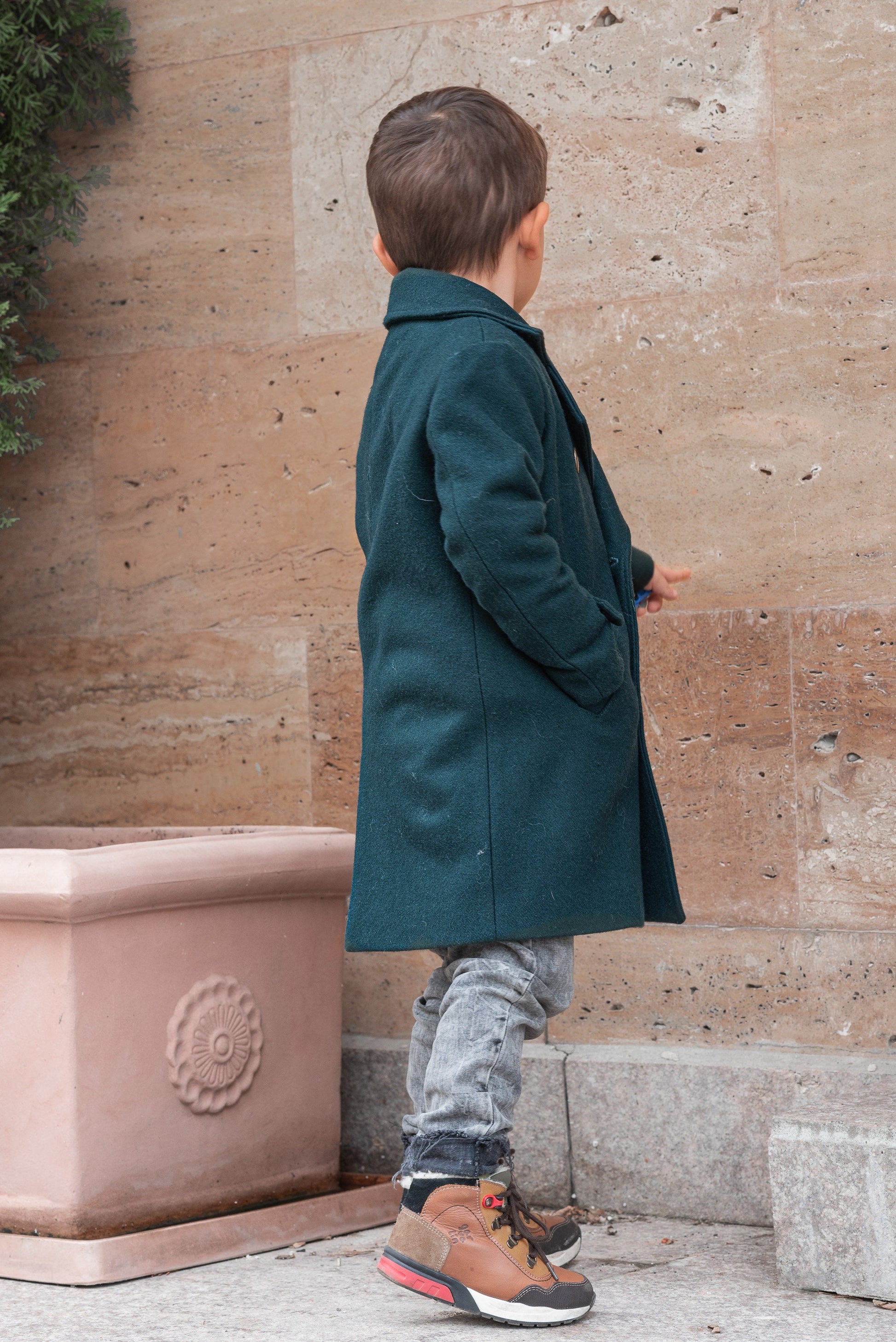 Long wool peacoat for boys, Kids warm winter vintage coat, Double breasted down coat toddler, Long classic coat, Junior long pea coat