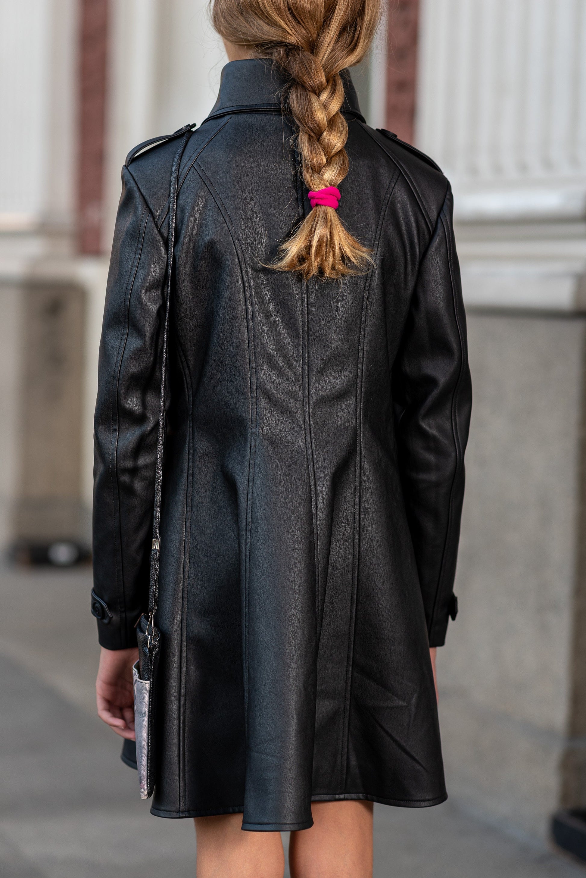 Long faux leather celebrity coat jacket for Girl Leather outfit/ Toddler vegan steampunk overcoat/ Long down Frock Coat Trench Duster Coat