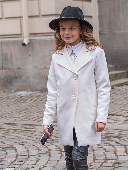 Winter wool coat for girls, White coat, Classic toddlers jacket Ivory wool blazer coat Trendy girls outfit, Stylish knee length coat kids