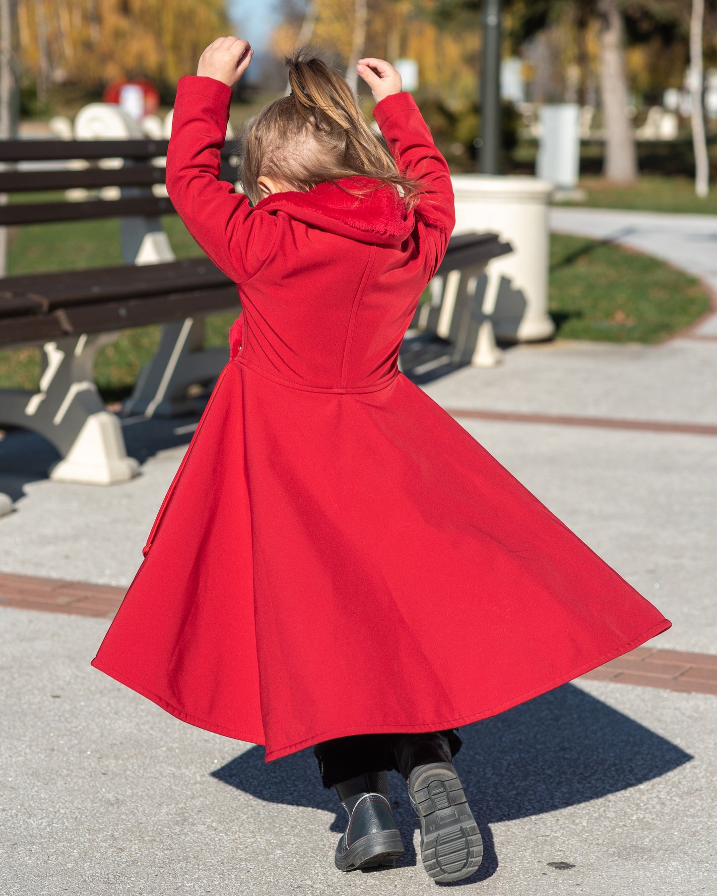 Girls coat, Red long winter coat, Girls soft shell coat jacket, Long fleece coat, Red coat jacket toddlers, Winter softshell toddler coat