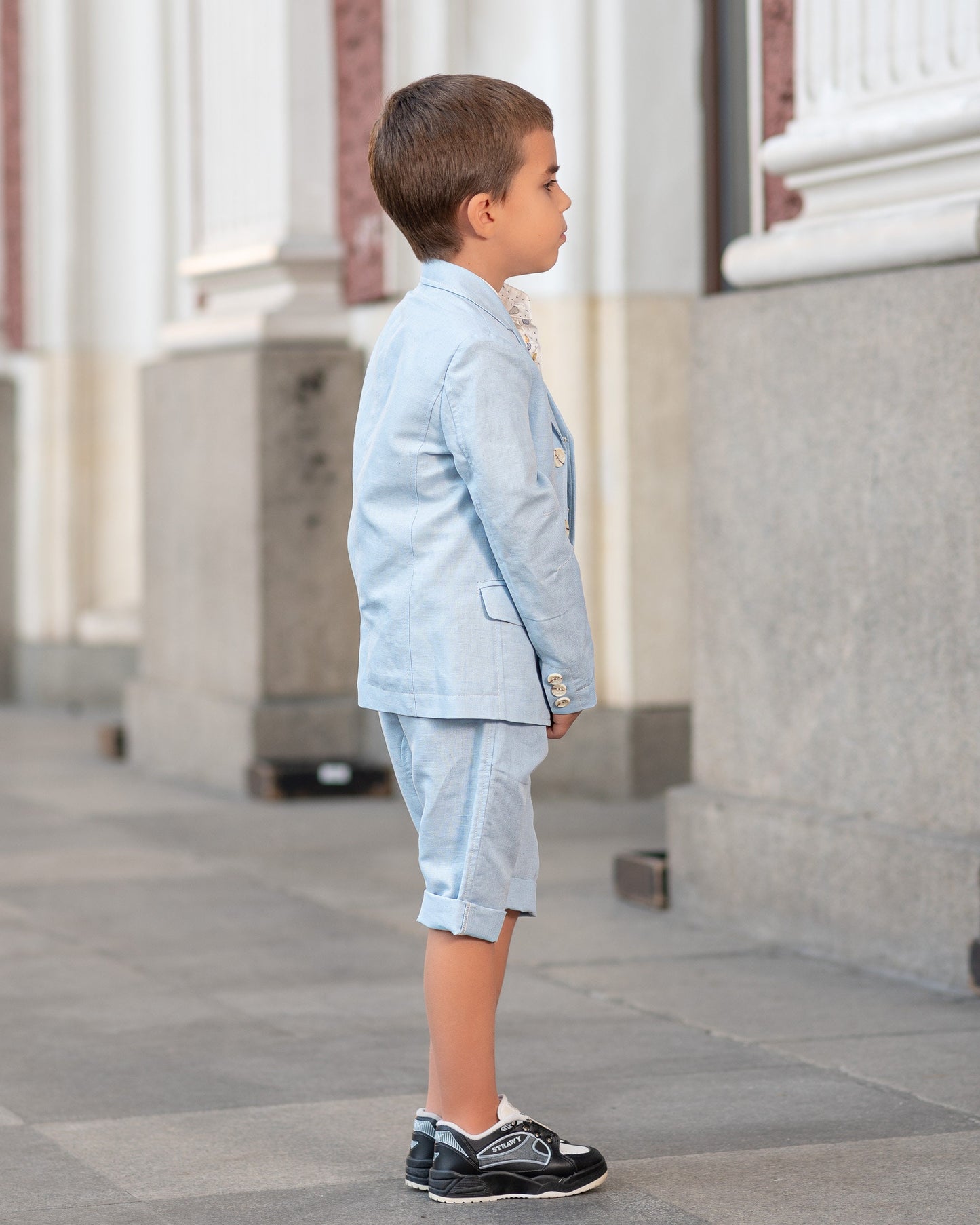 Boys linen sky blue suit / Kids linen outfit/ Communion toddler boy linen suit set/ Kids boys wedding tuxedo outfits linen dress suit