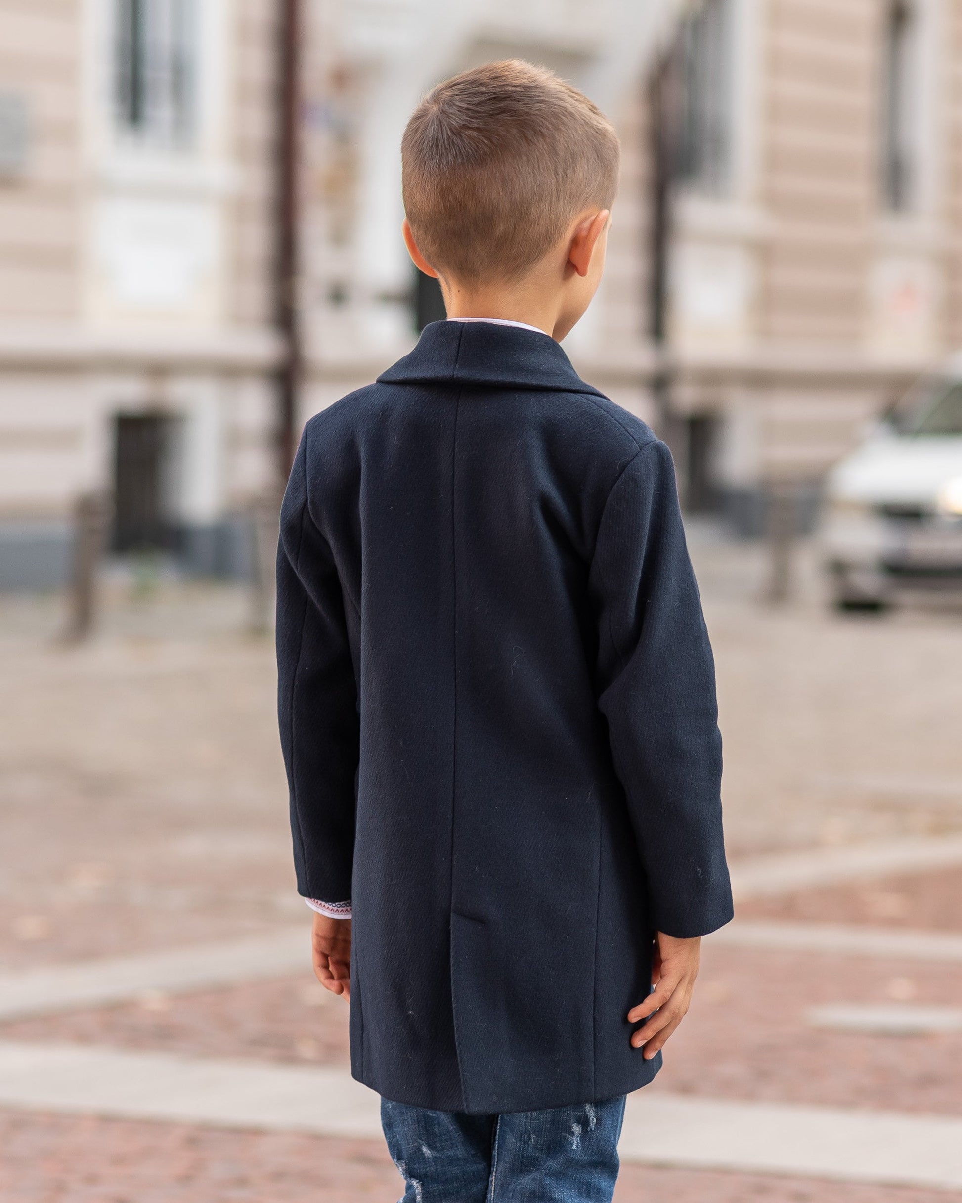 Long shawl collar wool for boys, Double breasted down coat toddler, Kids warm winter vintage coat, Navy classic coat, Junior long pea coat