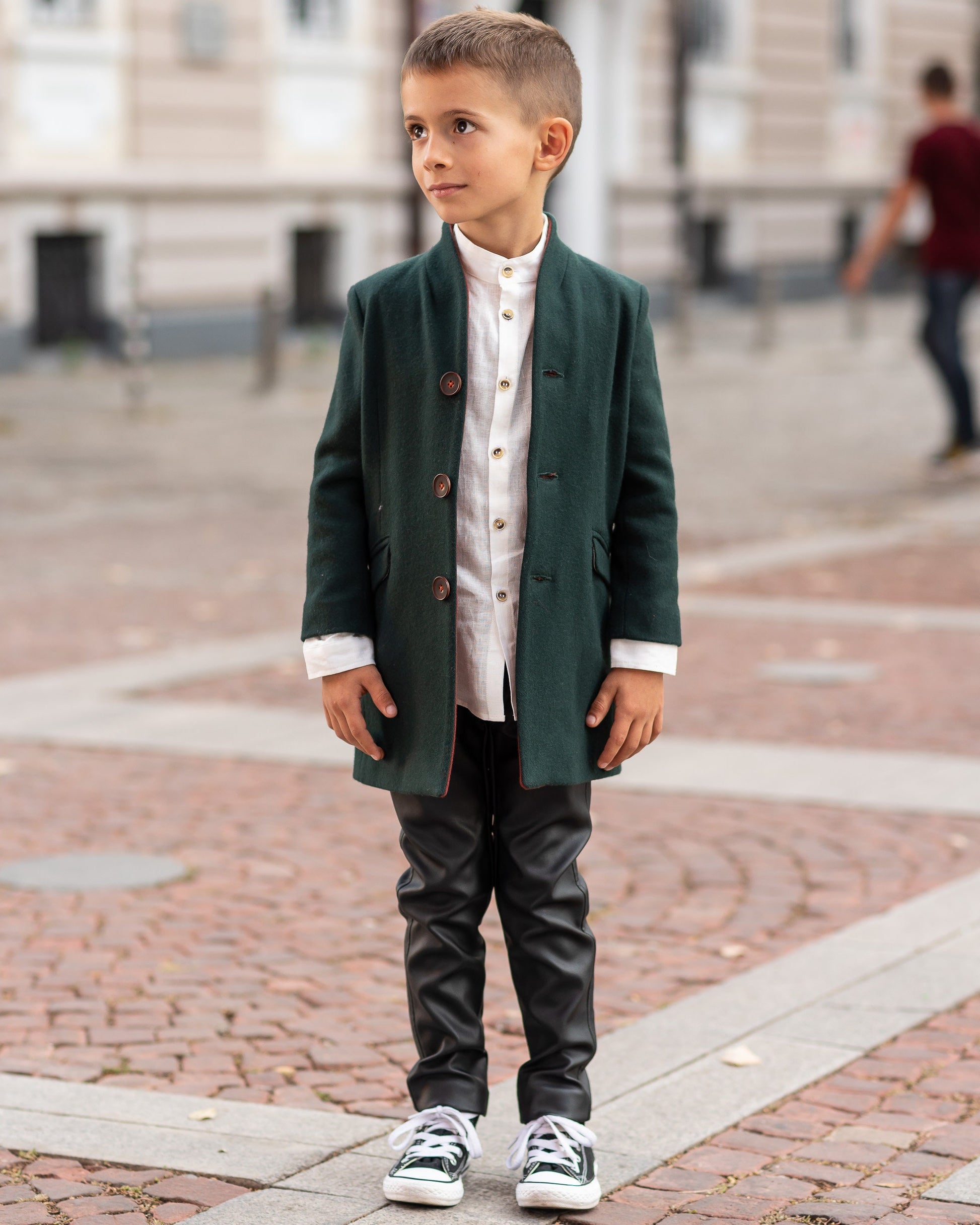 Boys Stand Collar Slim Wool Coat/Herno Stand Up Collar Kids Down Coat/ Warm Single Breasted Woolen Toddler Overcoat/ Boy Wool Winter Clothes