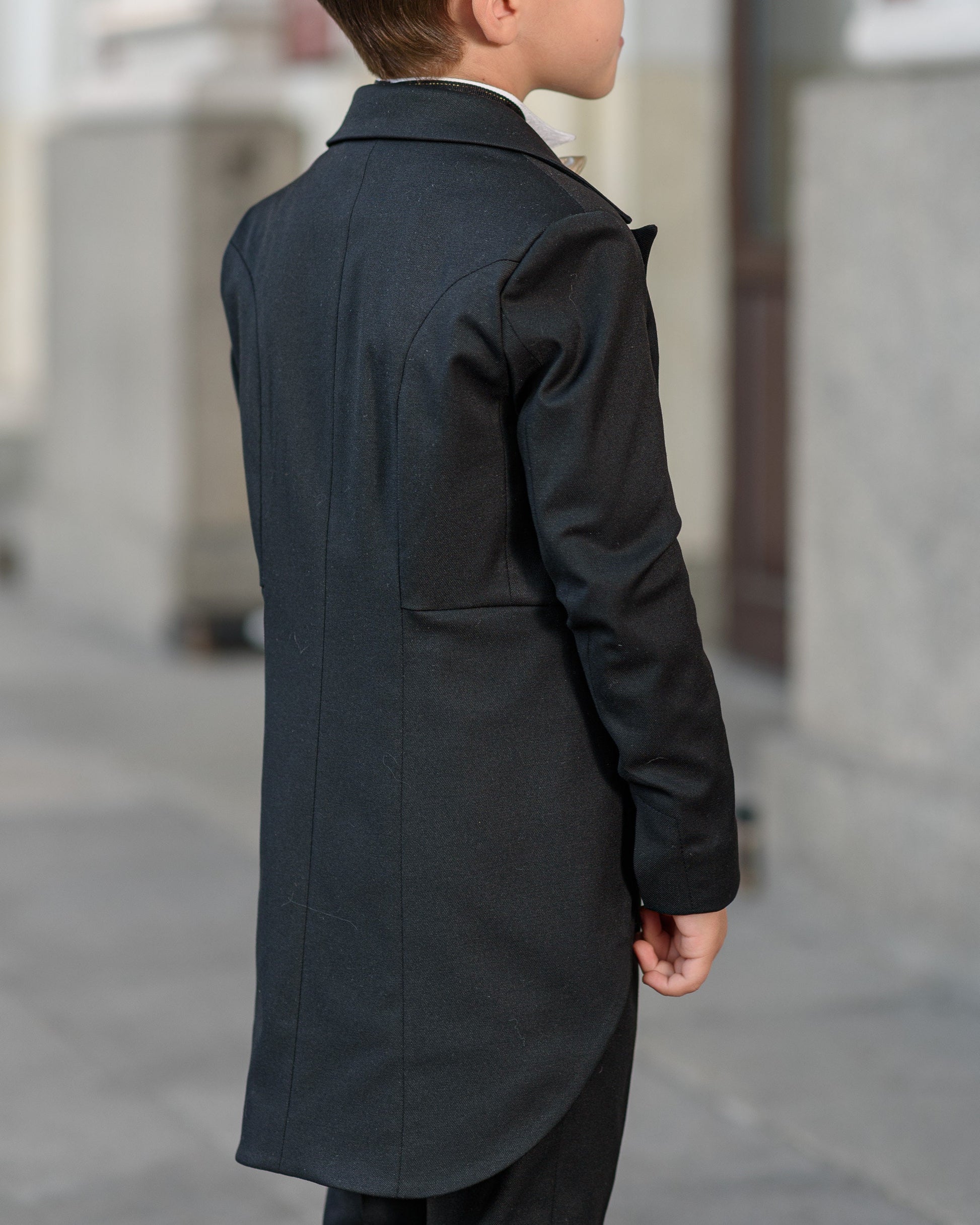 Boys Black Tailcoat Cummerbund Tuxedo Suit for Formal Event/ Wedding Costume for Toddler Little Gentleman Full Dress Tail Tux Evening Outfit