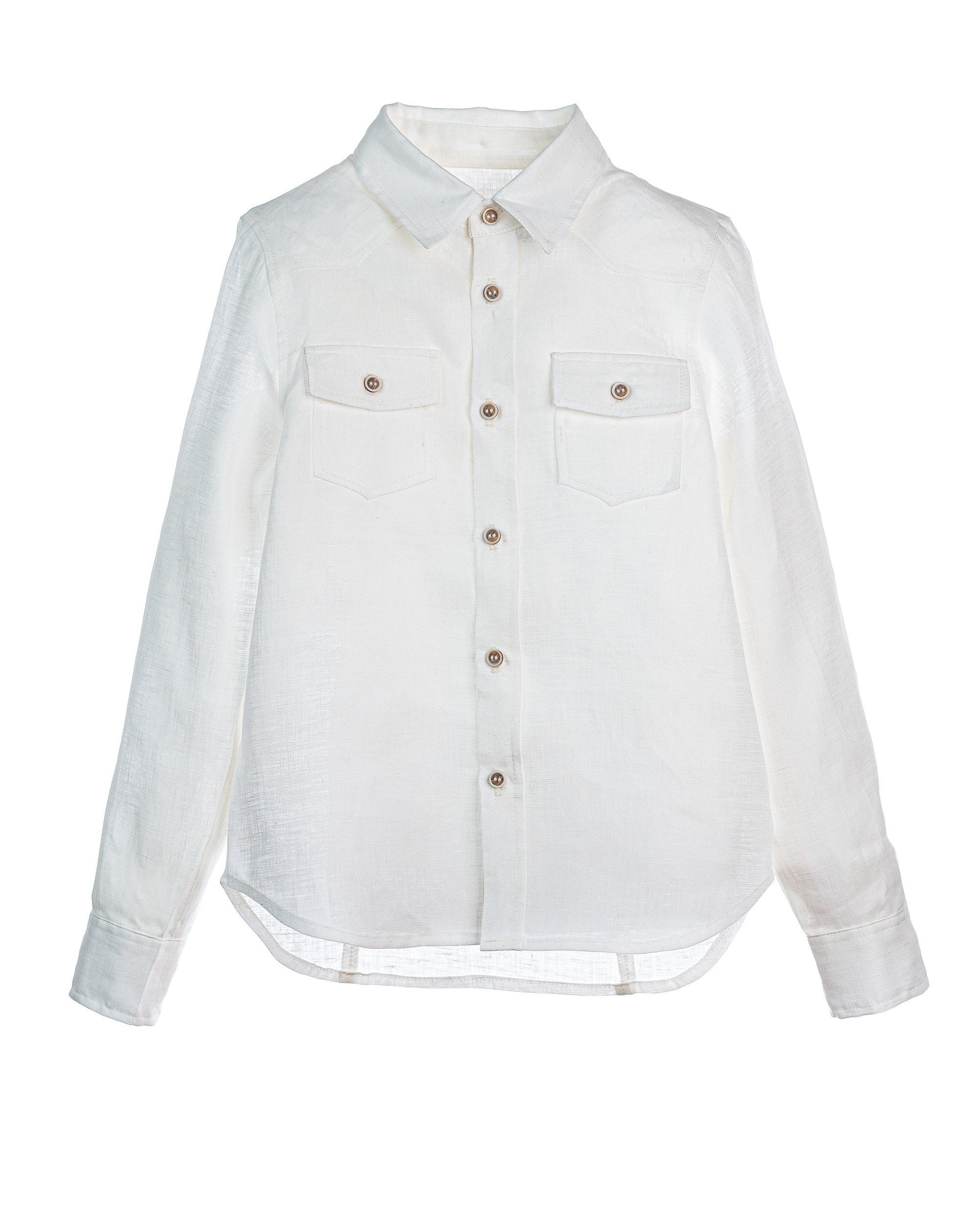 White linen shirt for boys with long sleeves/ Boys Ring bearer shirt/ Rustic wedding Linen clothing toddler dress shirt/ baptism outfit