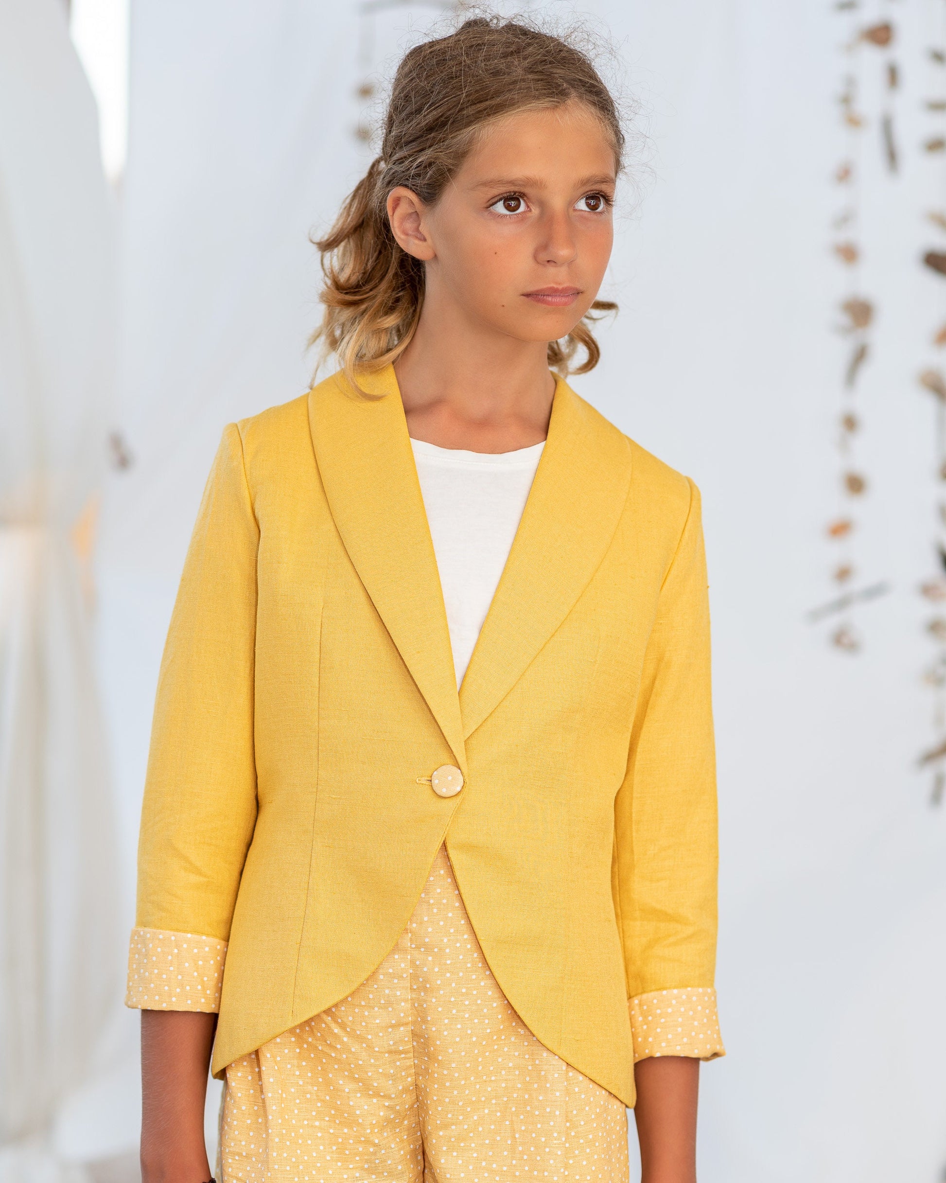 2 piece linen suit for girls/ Tailored toddler suit formal dress wear for girls/ Children formal wear/ Summer designer outfit girls