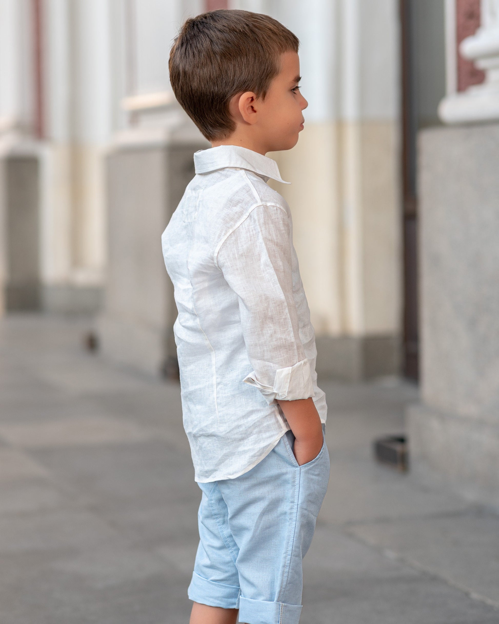 Linen long sleeve boys shirts/ Boys clothes Ring bearer shirt/ Rustic wedding Linen clothing toddler dress shirt/ Baptism outfit/ Communion