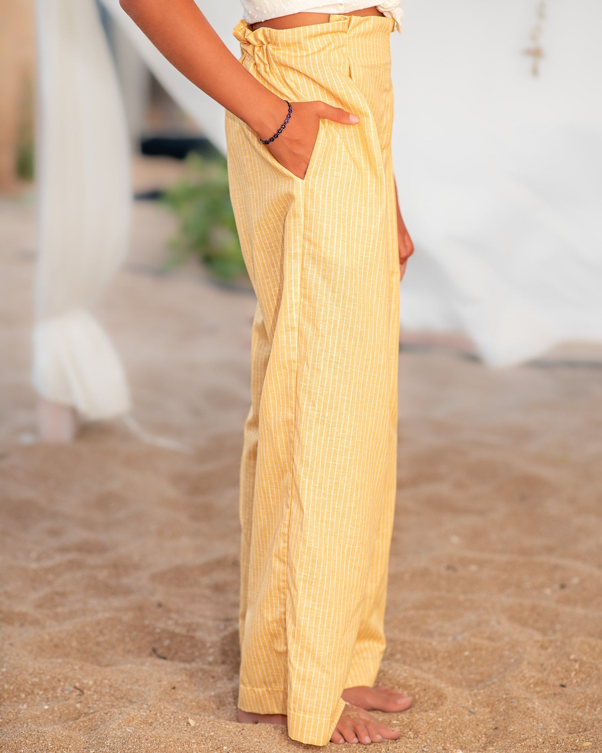 Girls linen palazzo pants/ Toddler girl wide leg pants/ Linen trousers maxi pants/ Summer linen pants/ Striped linen pants/ Linen outfit