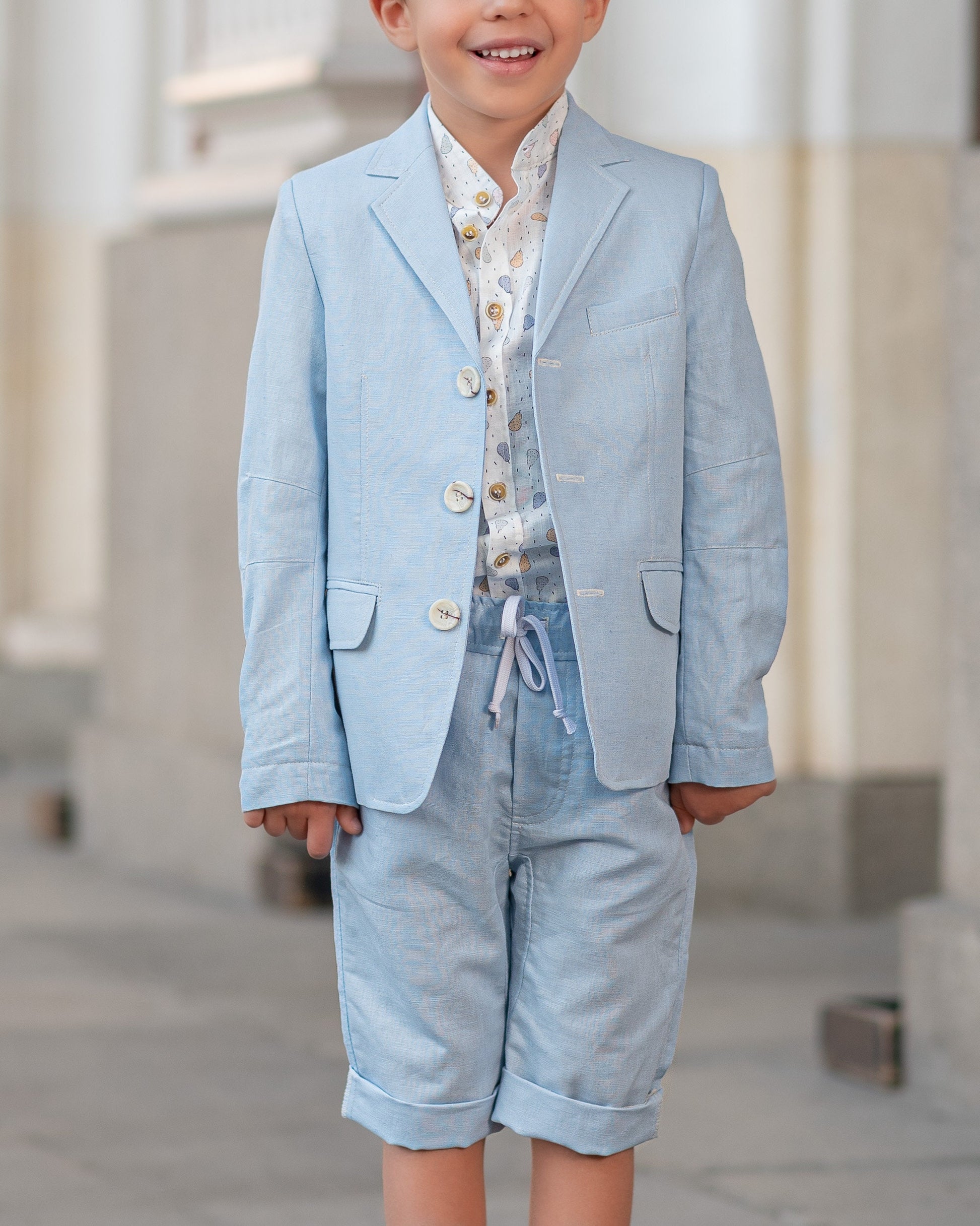 White Boys linen Bermuda pants/ Toddler linen drop crotch pants/ Kids fashion clothing/Summer linen wear/ Beach outfit