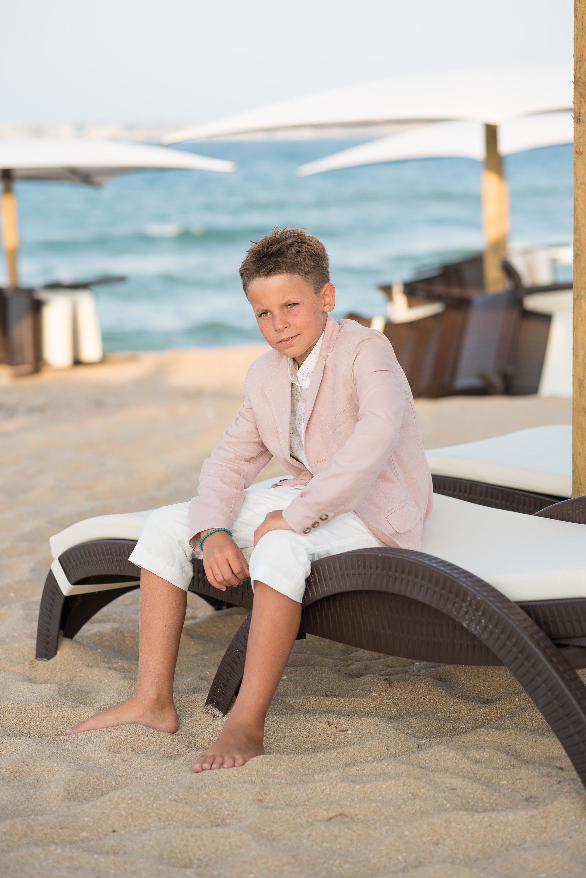 Boys wedding linen blazer/ Summer formal wear kids linen clothes/ Communion toddler boy blazer/ kids stylish linen nude color dress suit