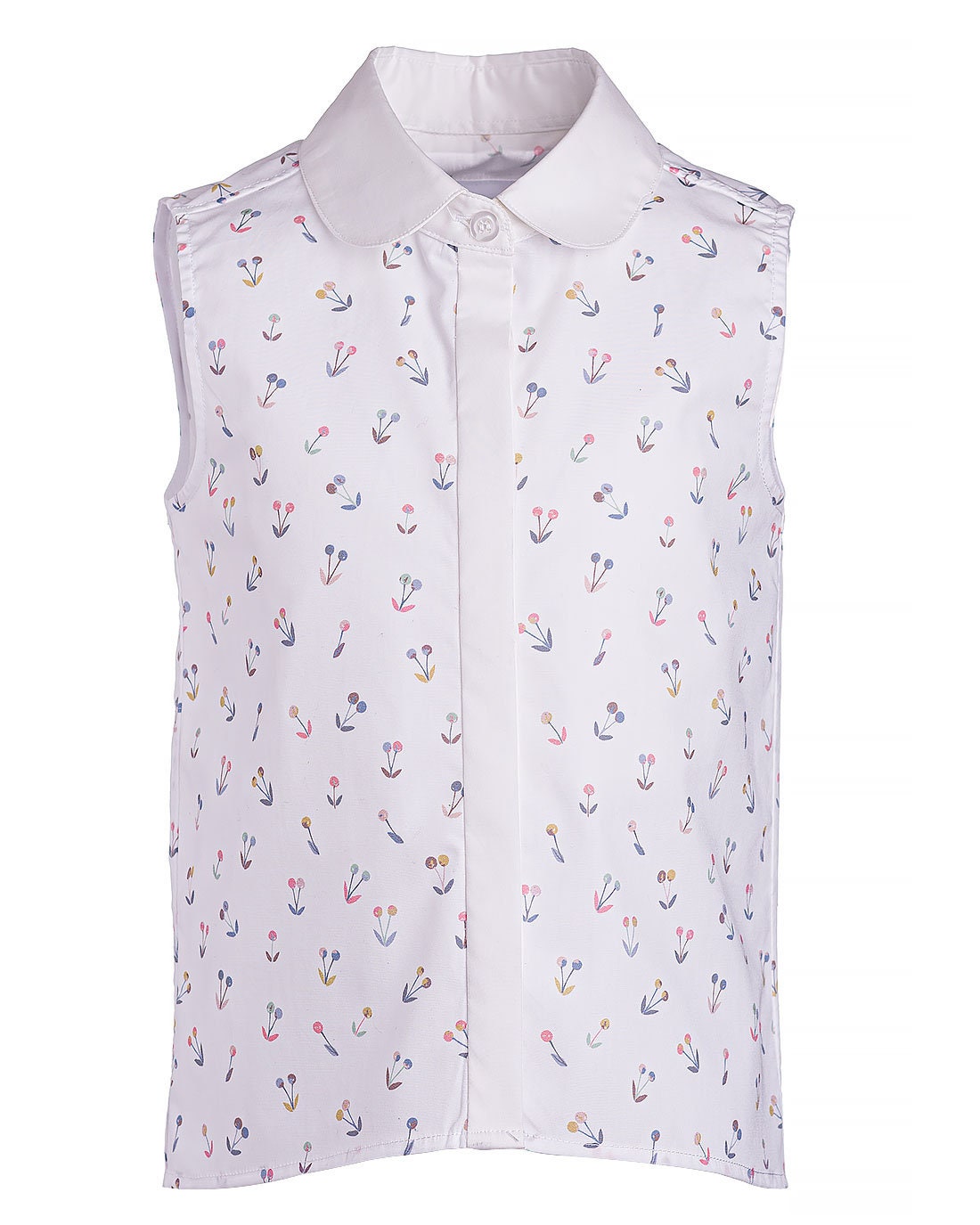 Organic cotton girls top/ Summer sleeveless blouse/ Toddler girls printed Peter pan collar blouse/ Kids cotton clothing/Girls formal blouse