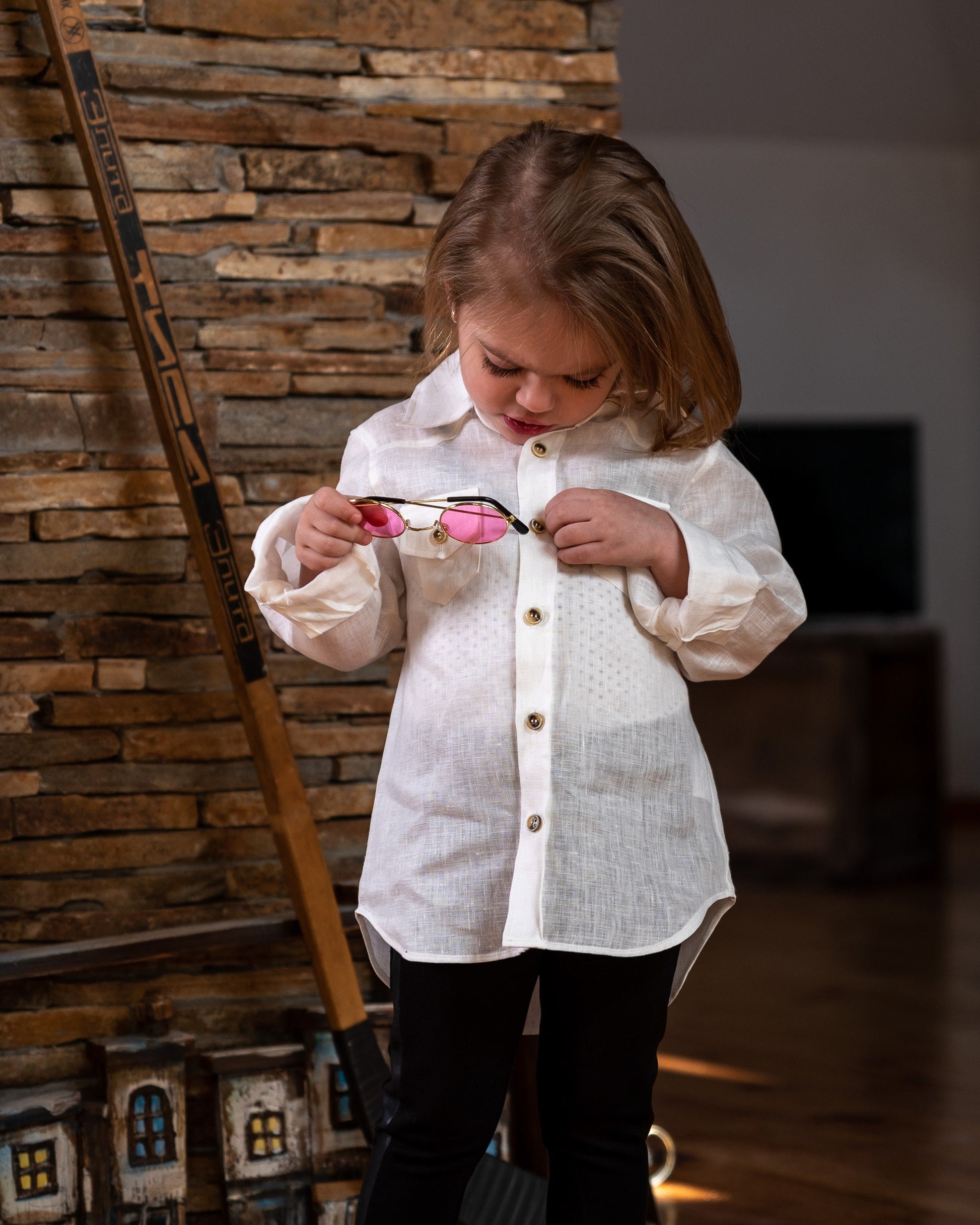 Toddler white linen shirt/ Long sleeve girls shirts/ Girls clothes/ Rustic wedding Linen clothing toddler dress shirt/ Baby girls shirt