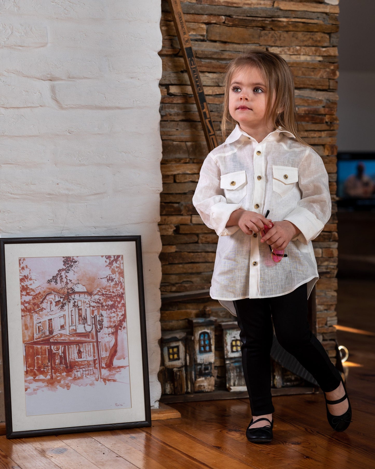Toddler white linen shirt/ Long sleeve girls shirts/ Girls clothes/ Rustic wedding Linen clothing toddler dress shirt/ Baby girls shirt