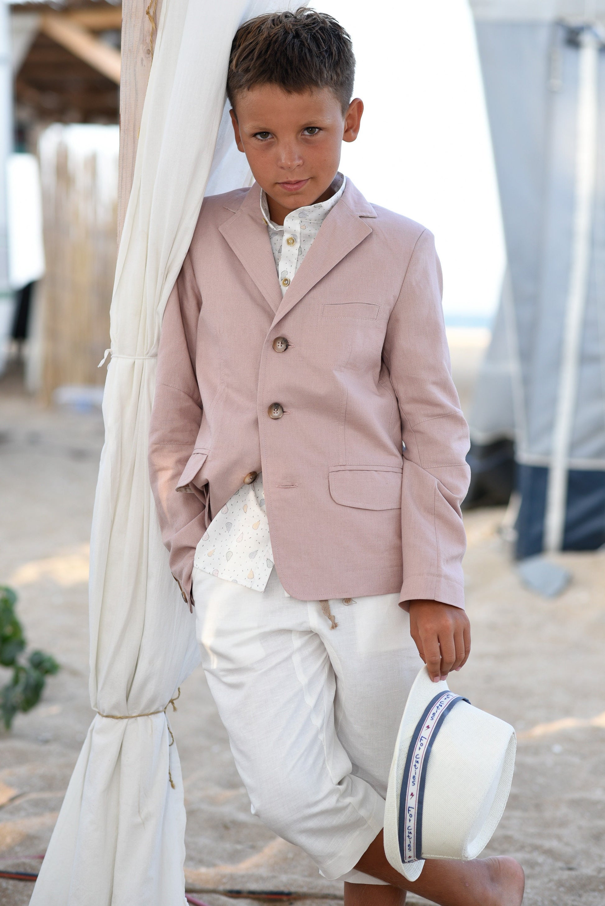 White Boys linen Bermuda pants/ Toddler linen drop crotch pants/ Kids fashion clothing/Summer linen wear/ Beach outfit