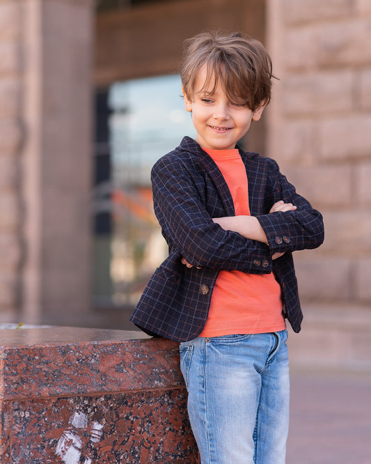 Boys checked wool blazer/ Toddler boy spring jacket/ Vintage wide lapel blazer/Kids single breast blazer/Tailored boys blazer/Stylish outfit