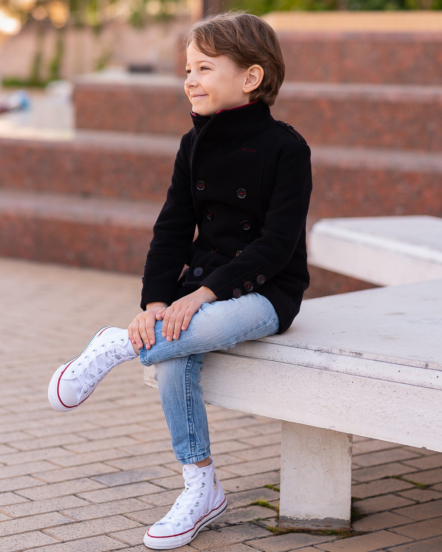 Winter double breasted black wool coat, Boys wool coat, Vintage coat, Trendy wool coat, Toddler boy coat, Kids coat, Down coat, Pea coat
