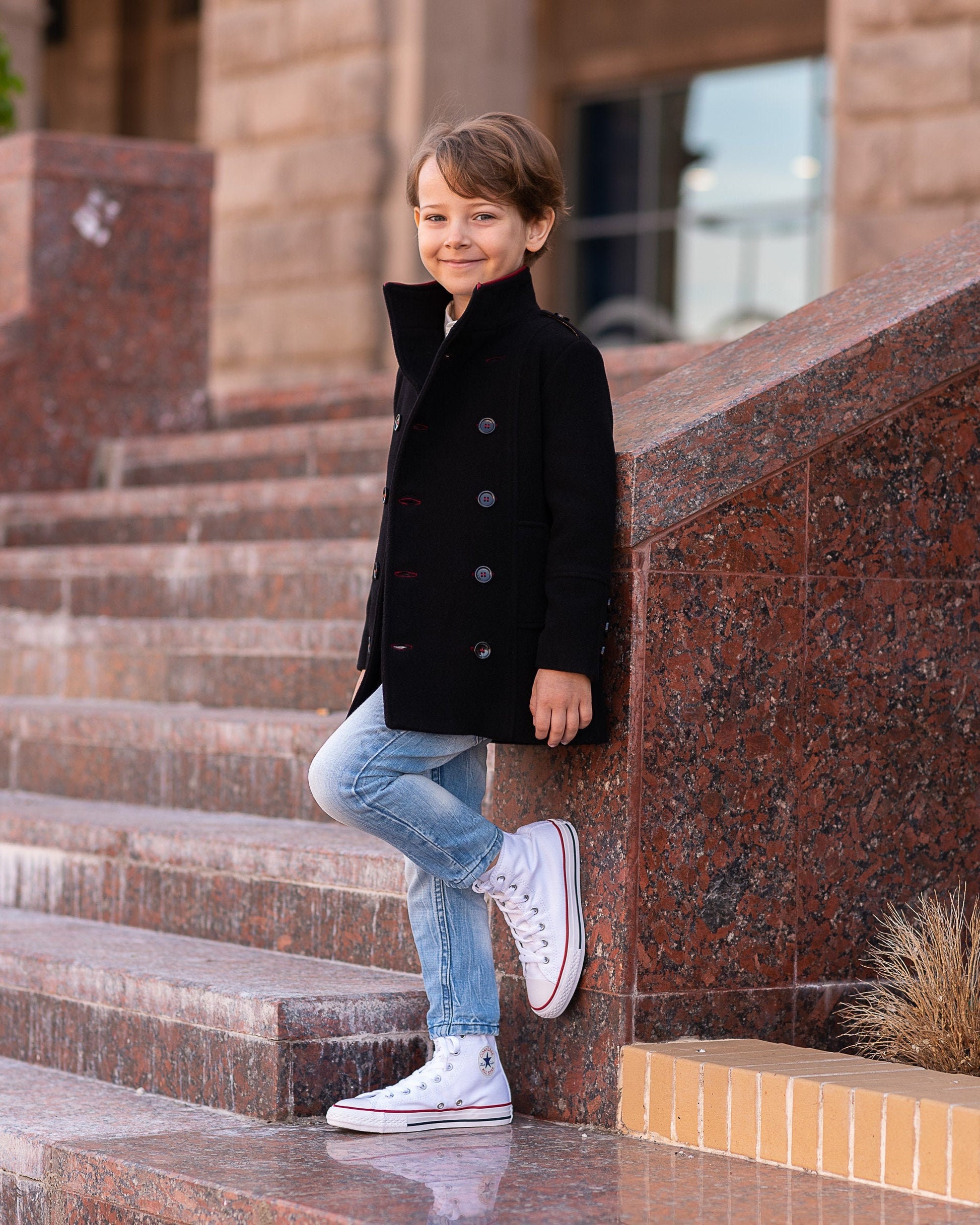Winter double breasted black wool coat, Boys wool coat, Vintage coat, Trendy wool coat, Toddler boy coat, Kids coat, Down coat, Pea coat