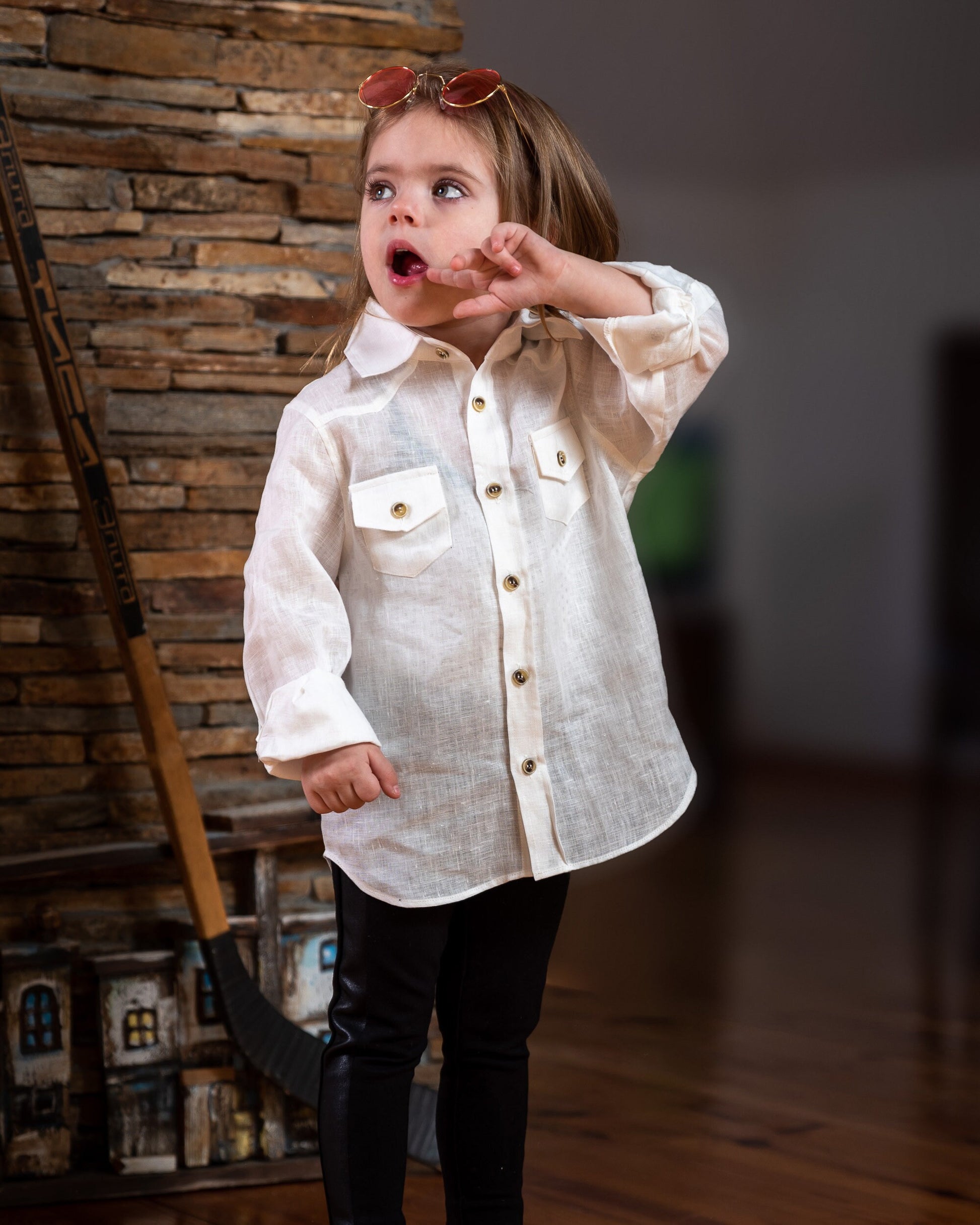 Toddler white linen shirt/ Long sleeve girls shirts/ Girls clothes/ Rustic wedding Linen clothing toddler dress shirt/ Baby girls shirt